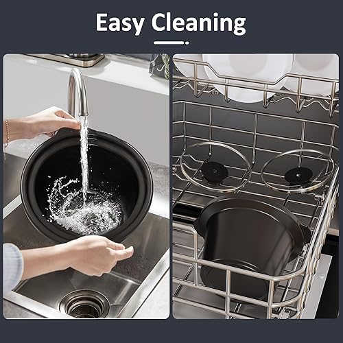 Miniatura 10 de Olla de cocción lenta doble, calentador de alimentos para bufé, 2 ollas de cocción lenta doble pequeña de 1.25 cuartos de galón con olla de