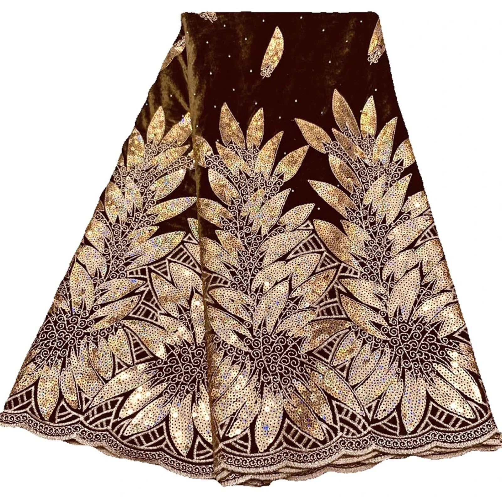 Embroidery Sequins Lace African Fabric Velvet Lace Sequins Embroidered Fabric for Sewing Quilting 5 Yards Multicolor(2)