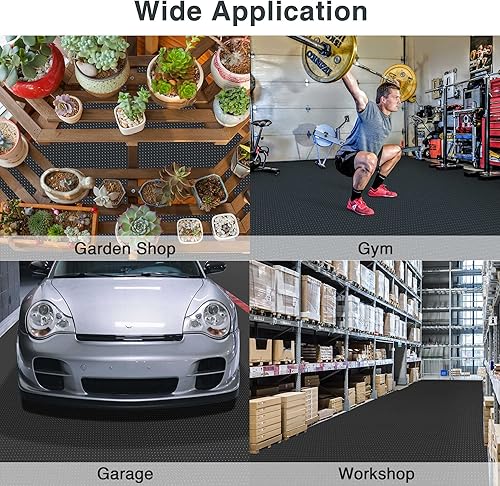 Miniatura 5 de Yescom Tapete de garaje con diseño de diamante para estacionamiento cubierta protectora para remolque PVC de 13 x 5 pies para debajo del automóvil