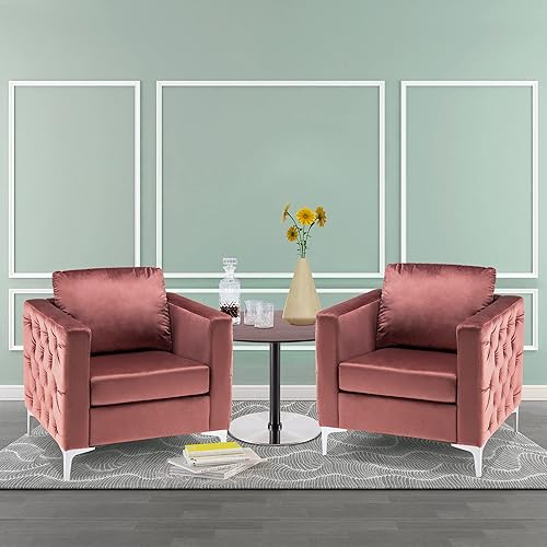 Miniatura 4 de MCombo Silla decorativa de terciopelo, sillón de barril copetudo, sofá individual tapizado para espacios pequeños, sala de estar, recepción de