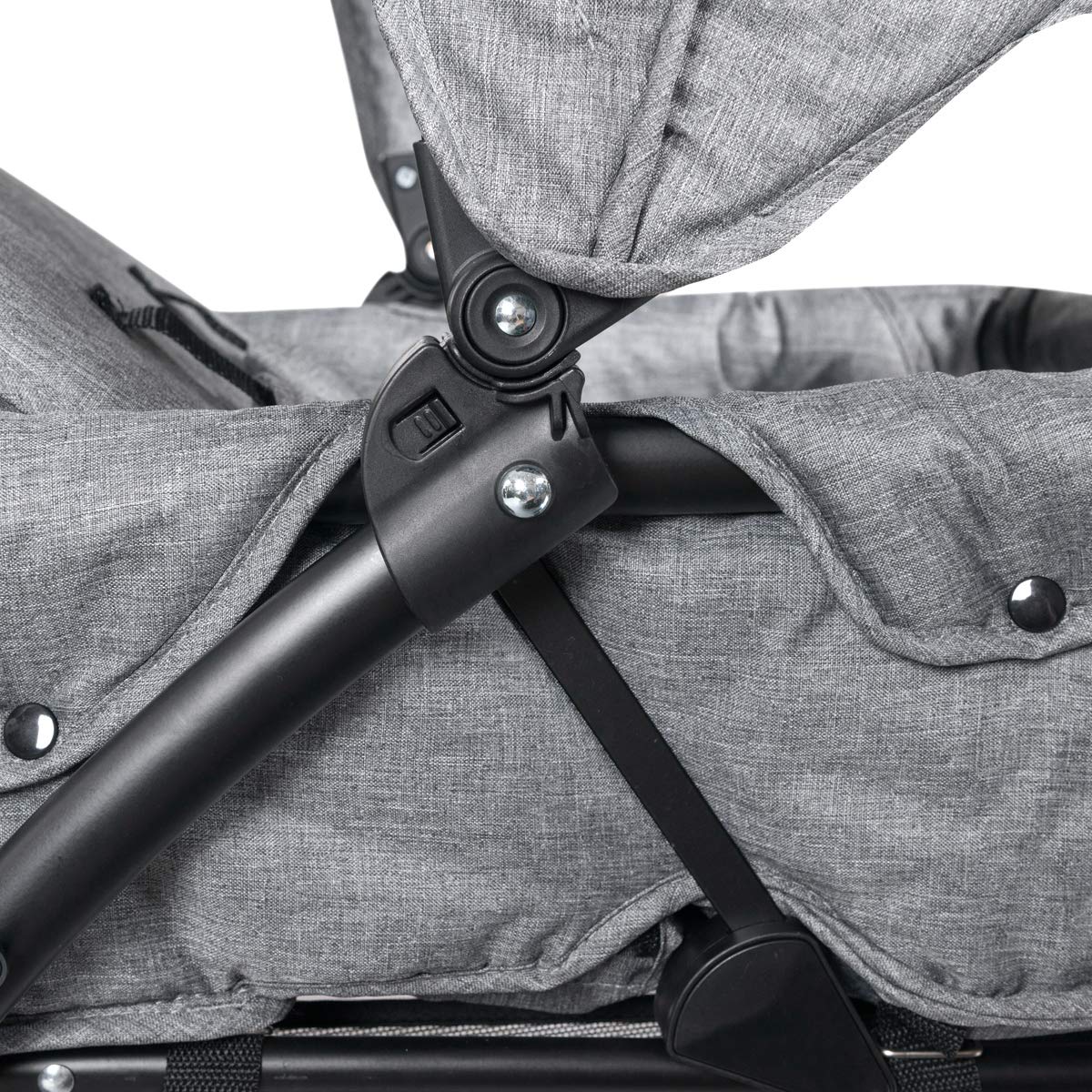 RELAX4LIFE Doppel Kinderwagen Klappbar, Geschwisterwagen mit 5-Punkt Sicherheitsgurten, Buggy Wagen mit Verstellbarem Lenker & Rückenlehne, ab der Geburt Nutzbar bis 15 kg, Grau