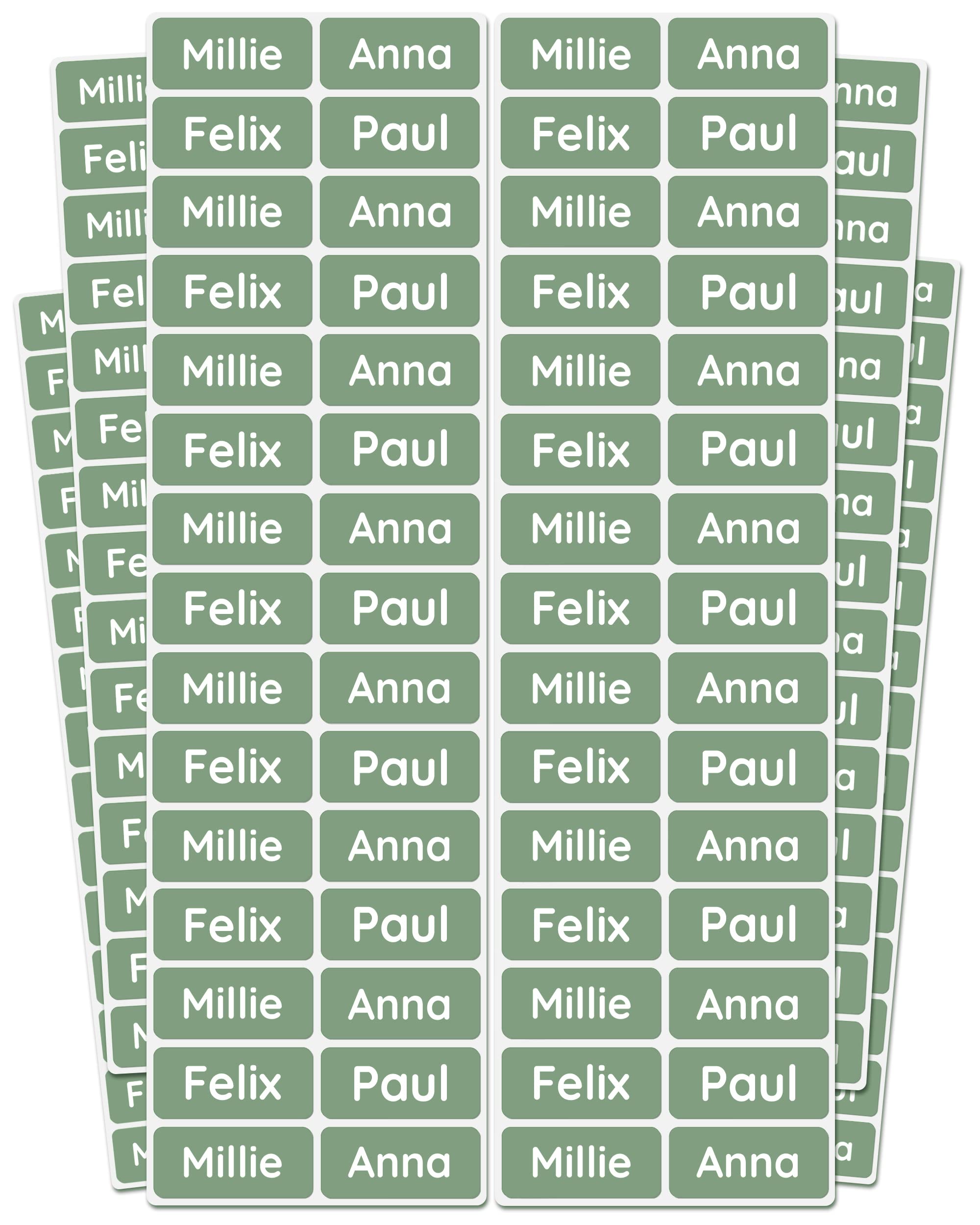 melu kids® Iron on Name Labels for Clothes (60 Pieces) - Personalised Kids Name Tags for Clothing and School Uniform - Washable to 60° (Green)