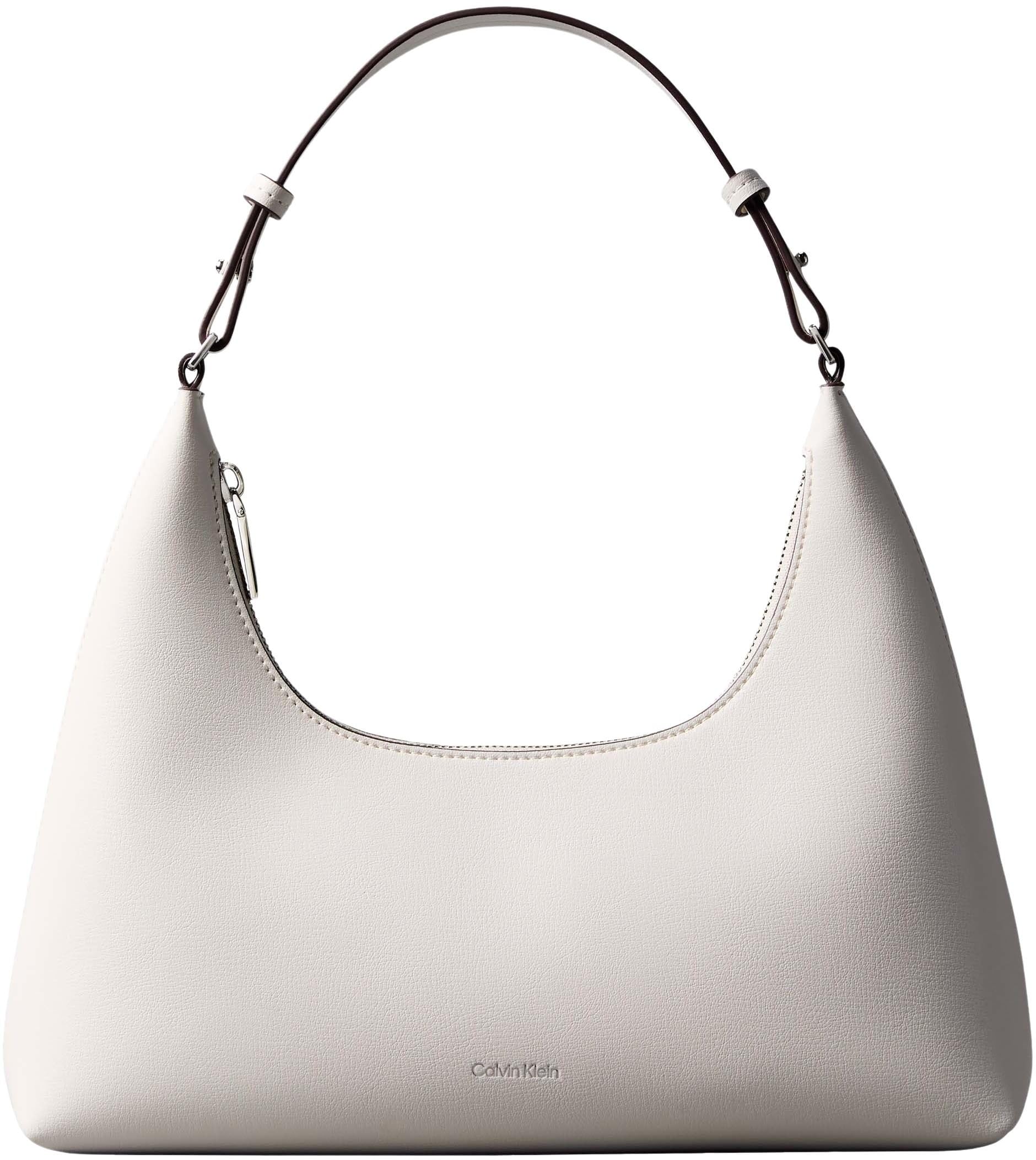 Calvin Klein Women’s Shoulder Bag Foil Logo with Optional Strap, White (White Alyssum), One Size