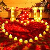 Hortsun I Love You Light up Letters Sign Rose Petals for Romantic Night for Her Proposal Decorations Special LED Lights 24 LED Love Candles Proposal Engagement Wedding