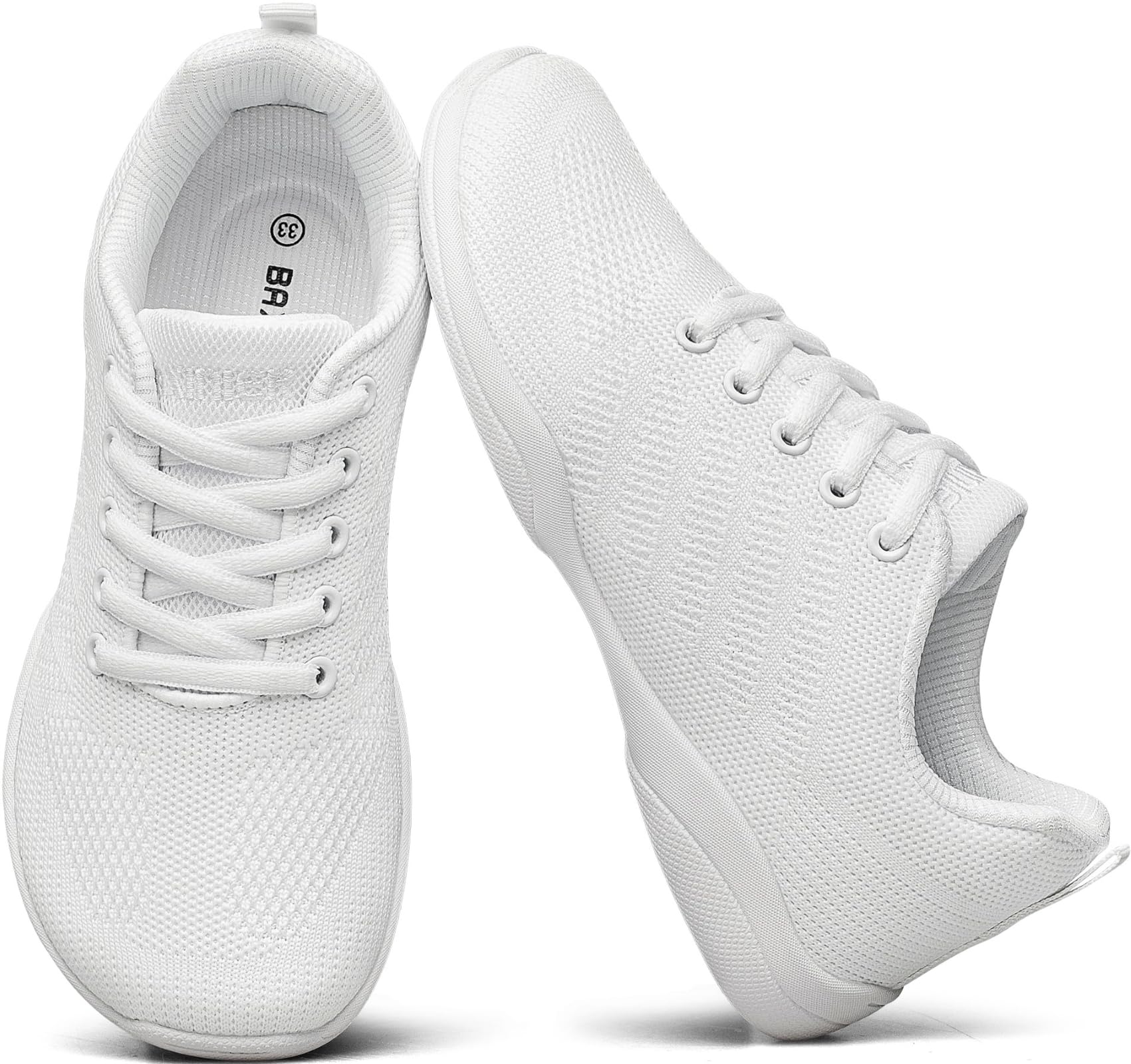 BAXINIER Cheerleading-Schuhe für Mädchen, breit, für Kleinkinder, leicht, für Jugendwettbewerb, Training, Tanz, Tennis, Weiß