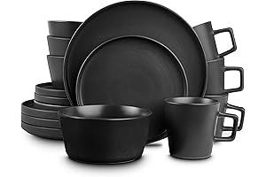 Stone Lain Coupe Dinnerware Set, Service For 4, Black Matte