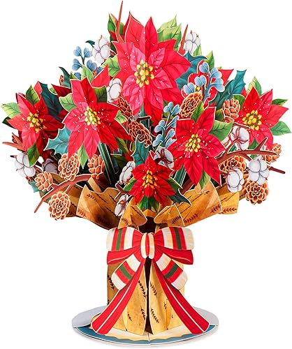Miniatura 9 de Paper Love HugePop - Ramo de flores alegres de Navidad, tarjetas de felicitación emergentes 3D con ramo de flores desmontables, regalo para Navidad