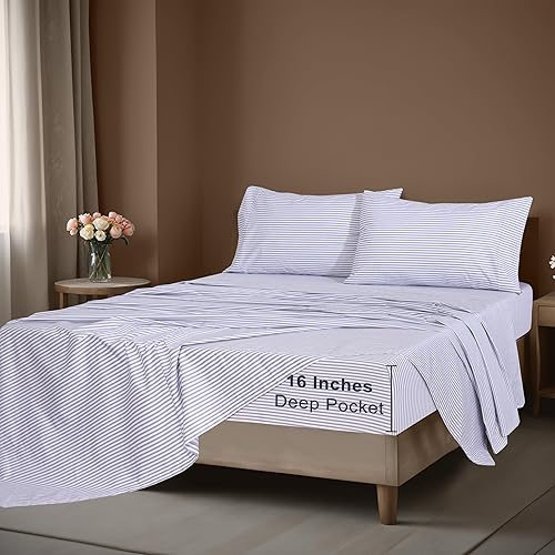 Miniatura 6 de ZOYER Sábanas de 100 % algodón percal tamaño King, refrescantes y transpirables, duraderas, con una sensación nítida, suave y cómoda, bolsillo