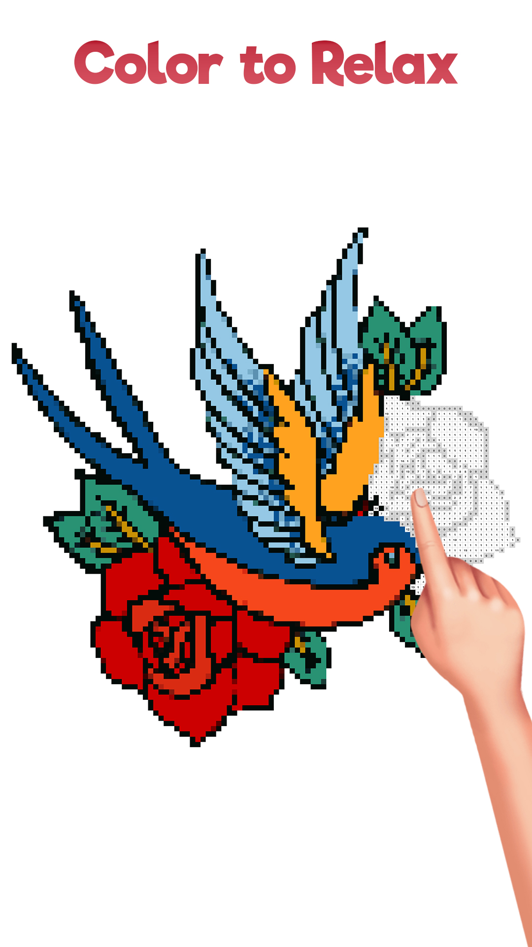 Tattoo Pixel Art Paint by Number, Coloring Book