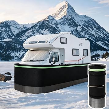 JKGHK Easy Install RV Skirting for Winter, Mobile Home Skirting with Bottom Iron Mesh, Camper Insulated Skirt with Reflective Strip, for Travel Trailer and 5th WheelHight 2.6ft,Length 52ft/16m