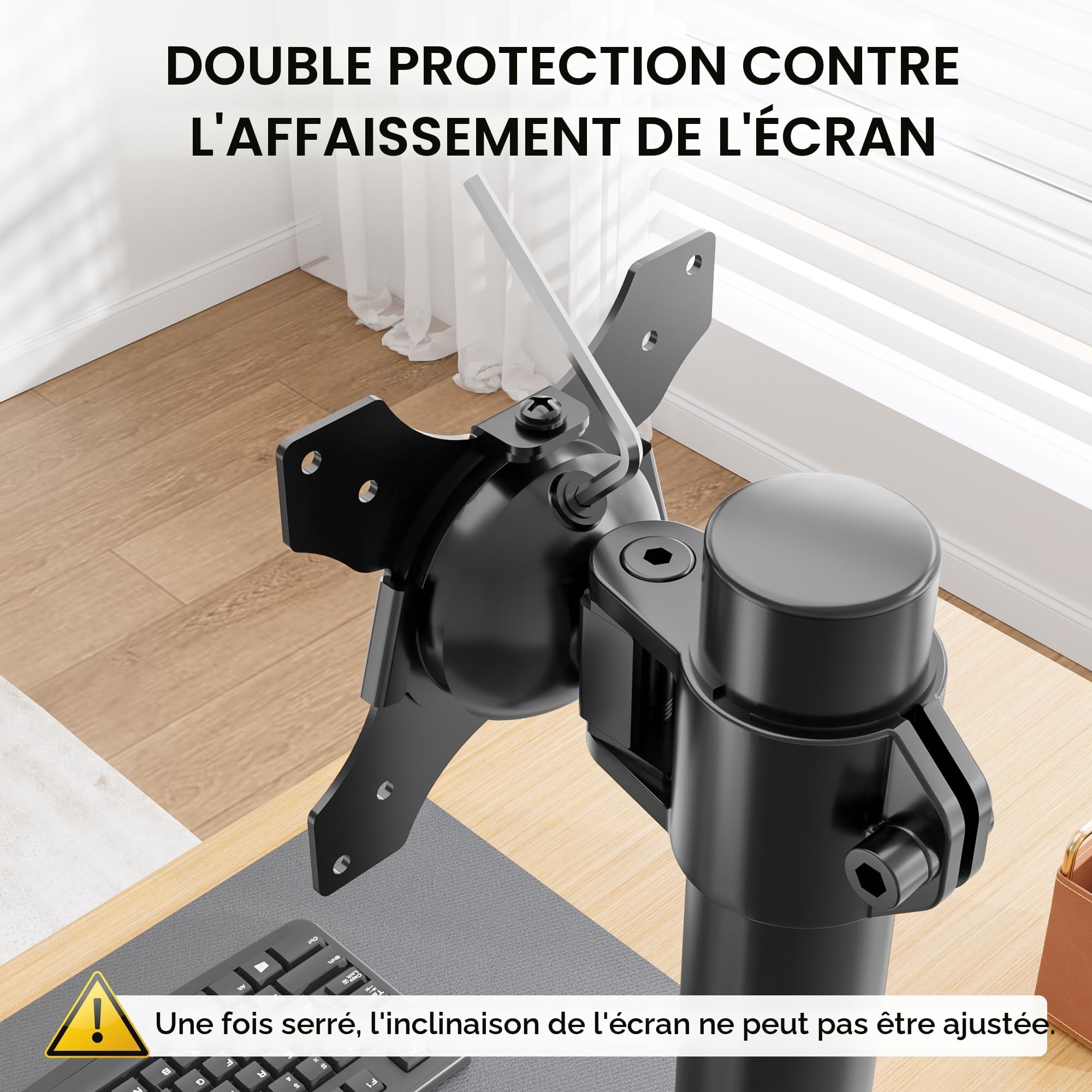 BONTEC Support Ecran PC Double Vertical pour 2 Moniteurs 13-34 Pouces, Bras Articule VESA 75x75/100x100mm, 10kg, Rotation 360, Inclinaison ±15°, Pince en C