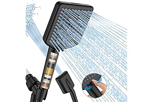 Filtered Shower Head with Matte Black Handheld - High Pressure 6 Modes, 120 Anti-clog Nozzles