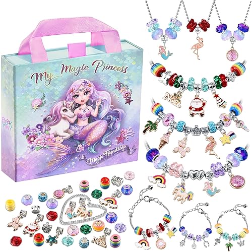 Charm Bracelet Making Kit & Unicorn/Mermaid Girl Toy- ideal Crafts for Ages 8-12 Girls who Inspire Imagination and Create Magic with Art Set and Jewelry Making Kit