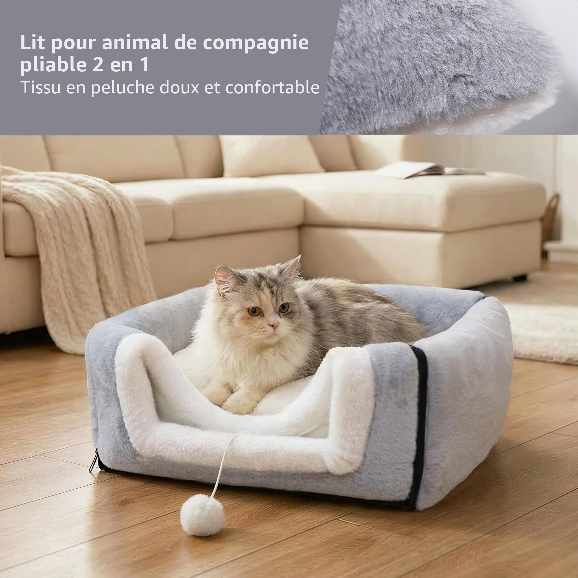 Lit pour chat d'intérieur, niche pliable pour chat, fond antidérapant et résistant à l'eau, maison pour chats d'intérieur ou petits chiens, tente pour chaton, lit pour lapin, lits et meubles pour chat