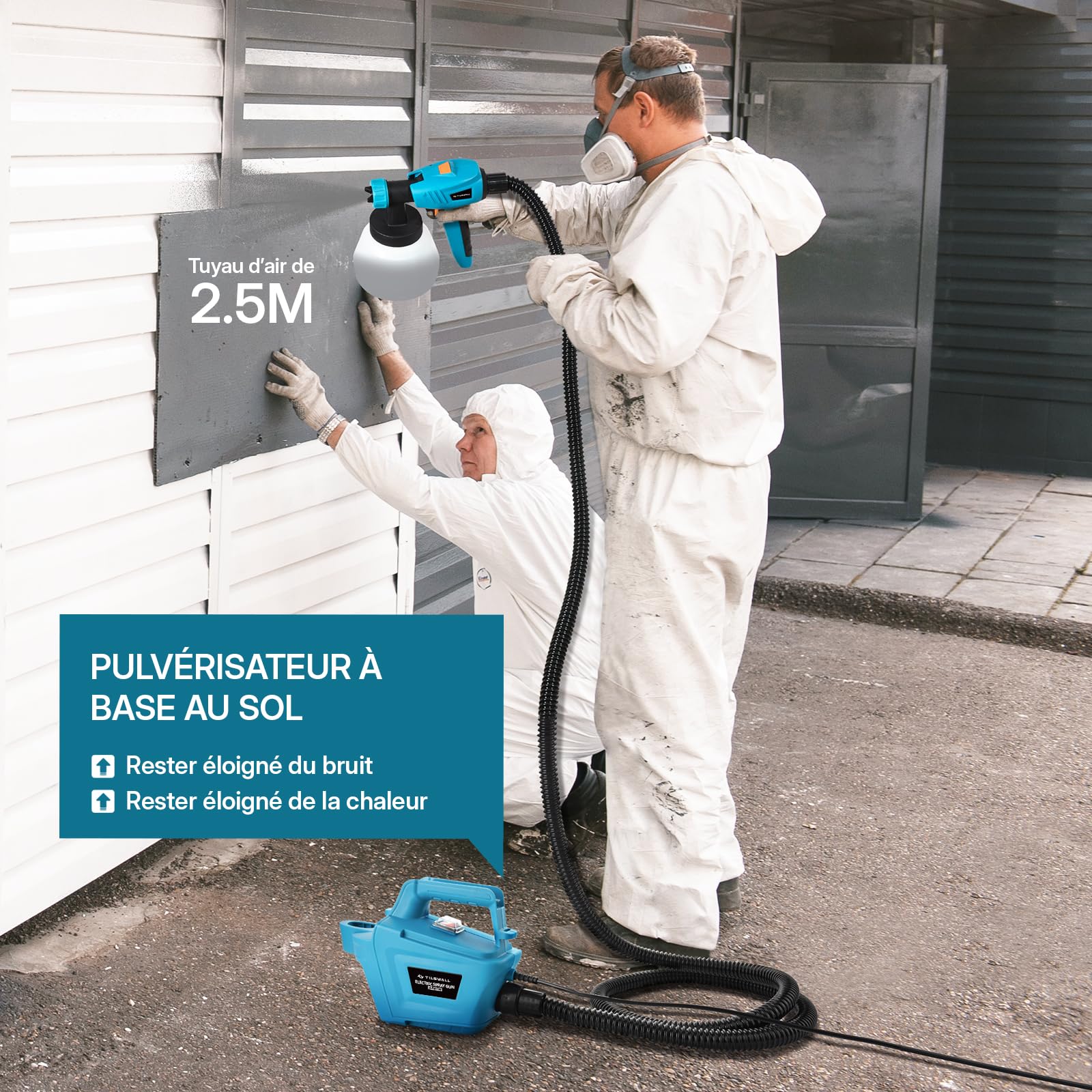 Tilswall Pistolet a Peinture, 800W Pistolet Peinture Electrique,1300ML Récipient Détachable,3 Buses et 3 Motifs, Facile à Pulvériser et Propre pour Maison, Armoires, Clôtures, Plafonds