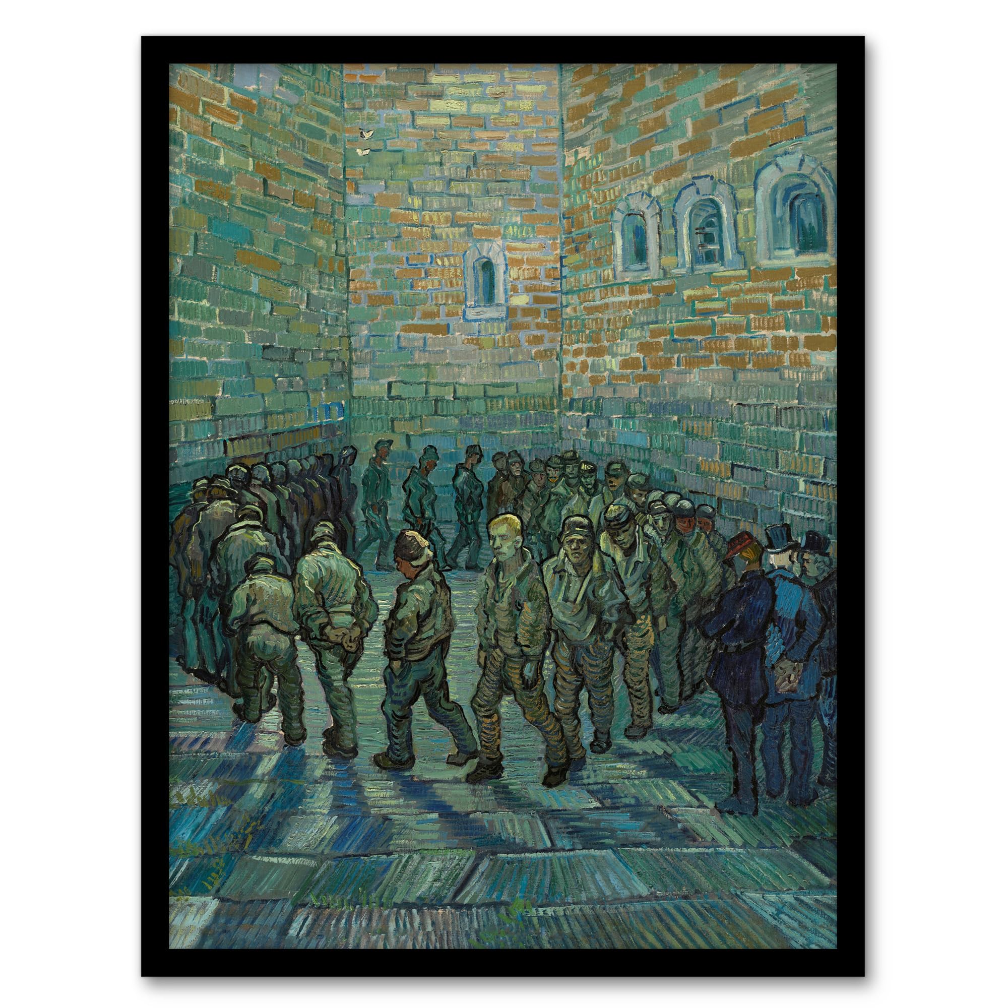 Artery8 Vincent van Gogh Penitentiary Prisoners Exercising Framed Wall Art Print Home Décor A3