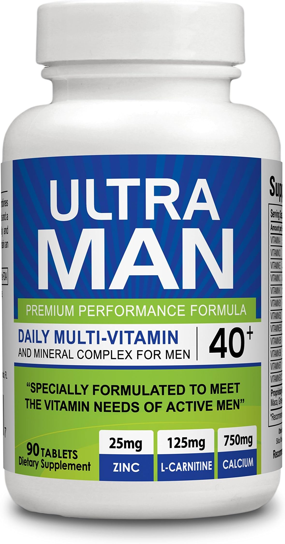 Ultra Man - Multi-Vitamins 90 Tablets - Premium Performance Formula 100% Natural - Multivitamins for Man - Dietary Supplement