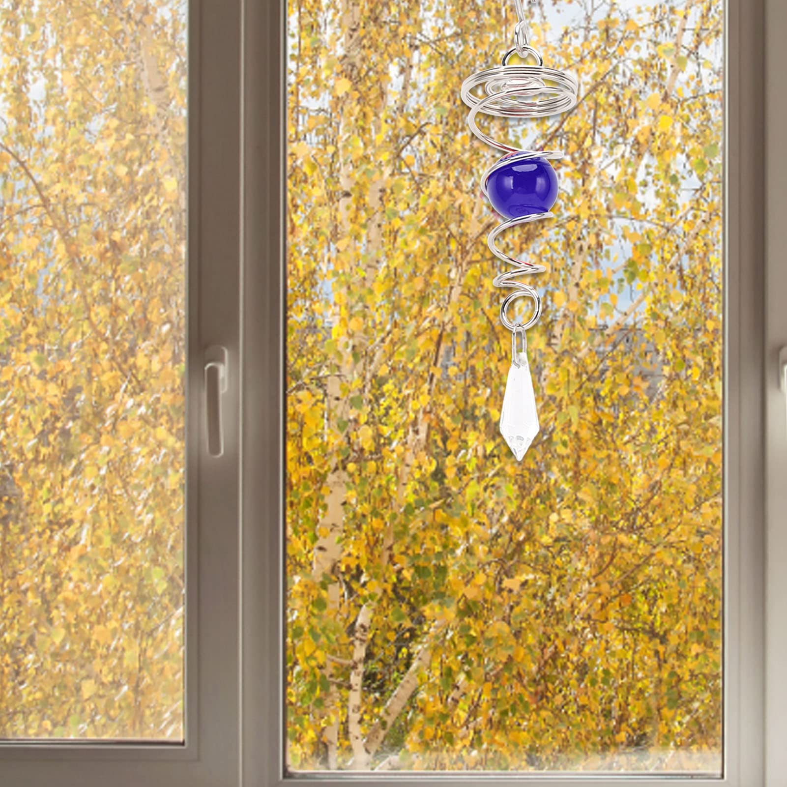 SADEW 2 szt. Gazing Ball Spiralny ogon Dekoracyjny wiatraczek Stabilizator Spirala ze stali nierdzewnej Wiszące kuranty wiatrowe na zewnątrz Wewnątrz Dekoracja zewnętrzna (niebieski)
