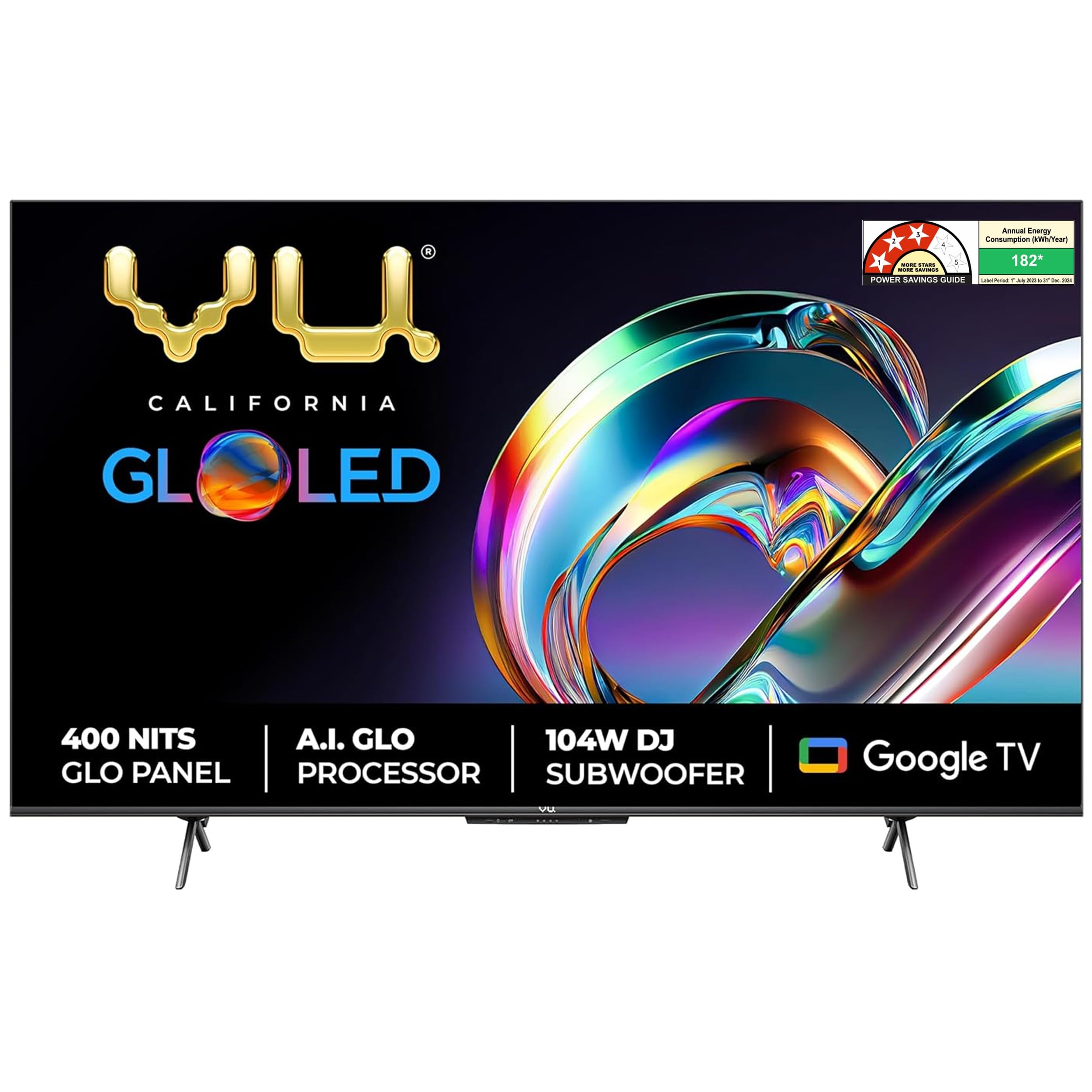 Vu 139 cm (55 inches) The GloLED Series 4K Smart LED Google TV 55GloLED (Grey)