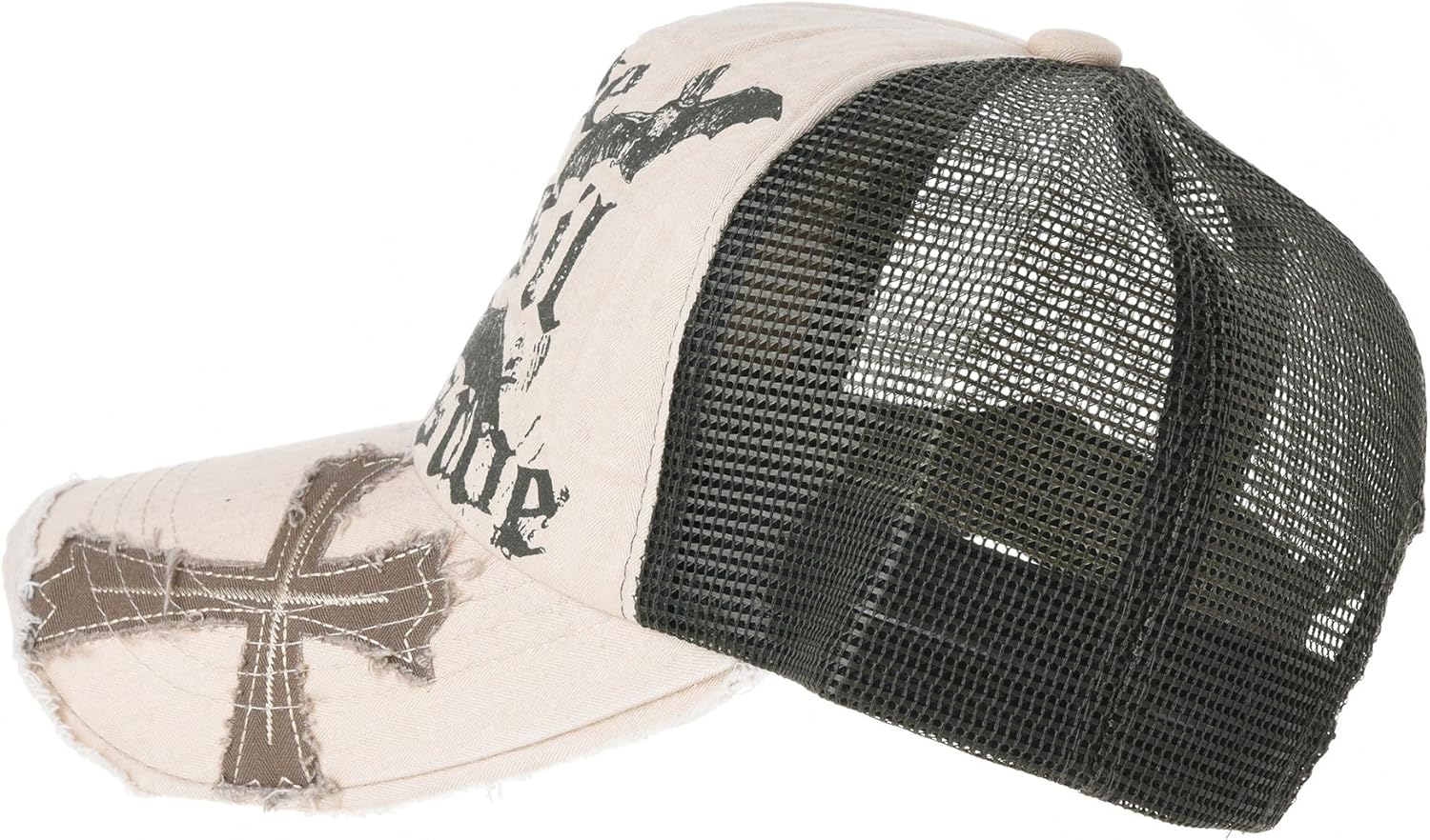 WITHMOONS Baseball Cap Bats Cross Meshed Distressed Trucker Hat KR1644