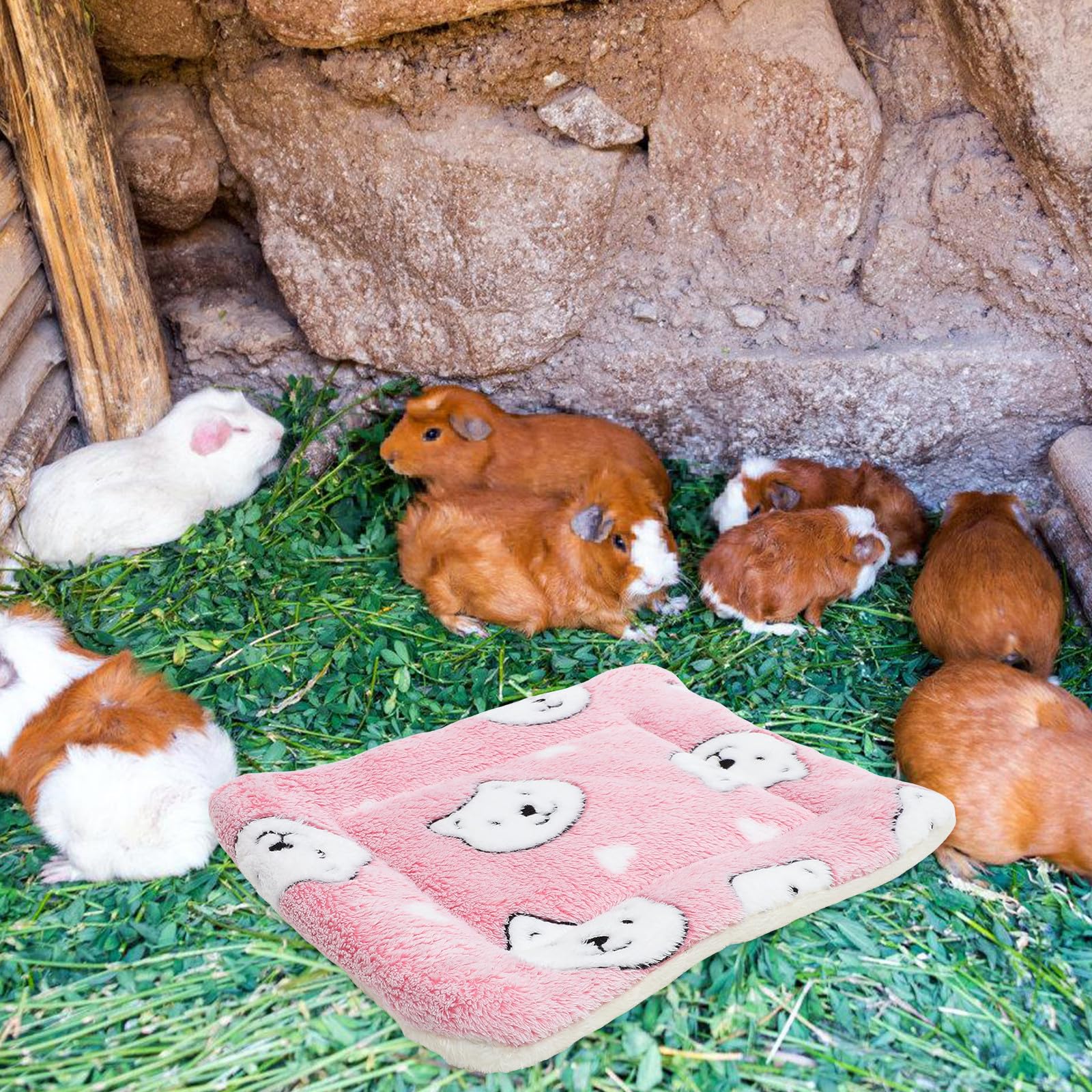 TOYANDONA Weiche Schlafmatten für Kleintiere 4 Stück Rosa Waschbare Wärmematten mit Decke Größe S für Meerschweinchen Hamster und Eichhörnchen im Käfig