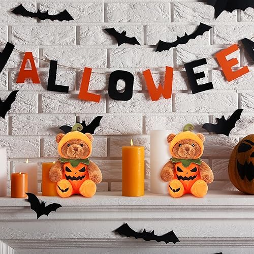 Miniatura 6 de HyDren 2 piezas de oso de Halloween de animales de peluche suaves en disfraz temático de Halloween, lindo juego de peluche para niños y niñas,
