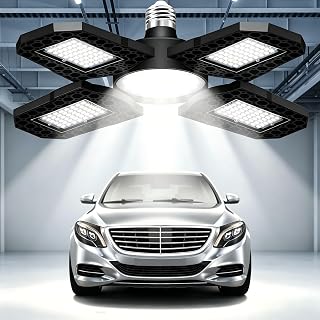 200W Foldable LED Garage Ceiling Light 6000K Cool White Super Bright Deformable LED Garage Bulb, Adjustable Panels Workshop Lighting for Car Garage Attic Storage Room