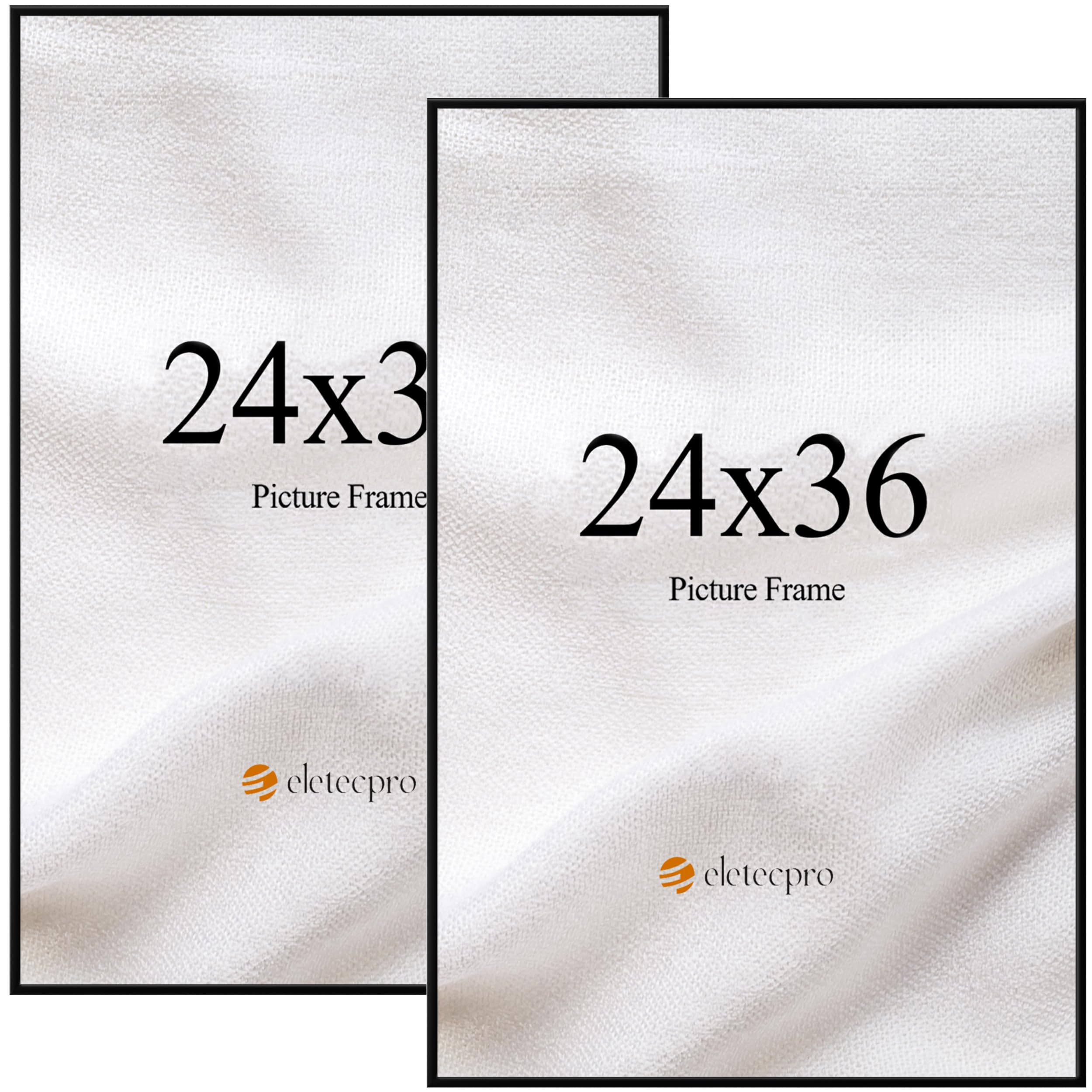eletecpro Cornice nera per poster, 61 x 91 cm, con 4 strisce staccabili, grande decorazione da parete da appendere orizzontalmente e verticalmente, per poster artistici e film, confezione da 2