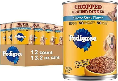 Miniatura 20 de PEDIGREE Chopped Ground Dinner Comida húmeda y suave enlatada para perros adultos, con carne de res, 22 oz, latas (paquete de 12)
