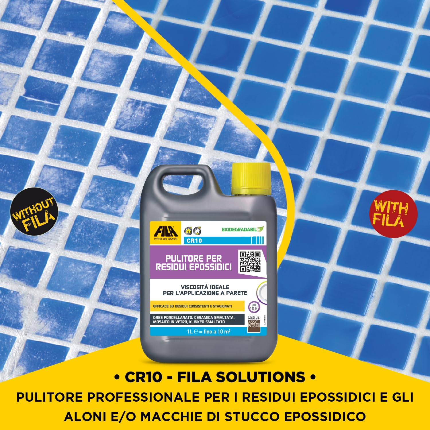 FILA Surface Care Solutions, CR10, Pulitore Professionale ad alta viscosità per residui epossidici, 1L