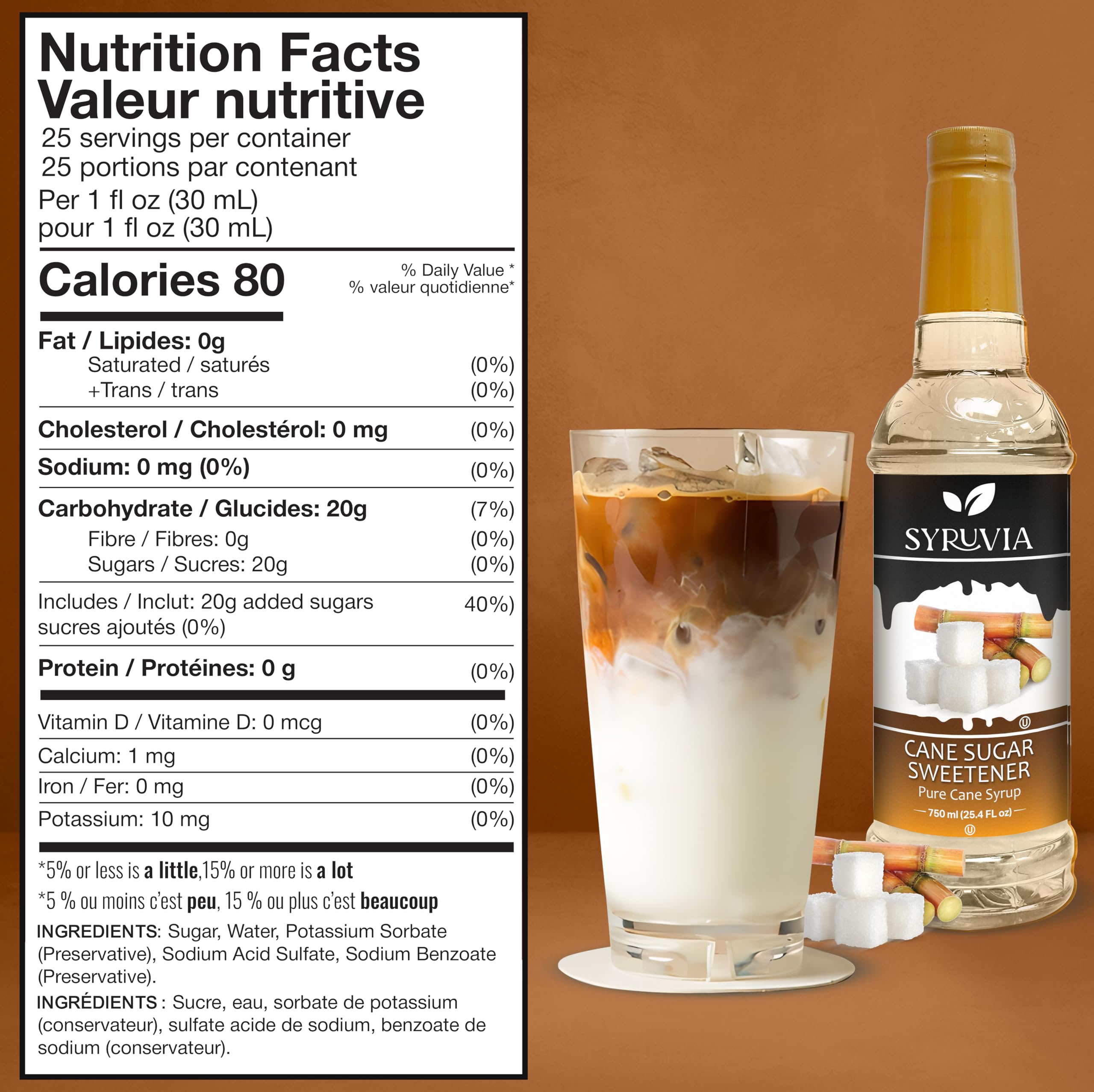 Syruvia Cane Sugar Sweetener Syrup for Coffee – Natural Sweetness, 25.4 fl oz, Kosher, Gluten Free, Ideal for Cane Sugar Sweetener Coffee & More, No Coloring - 3