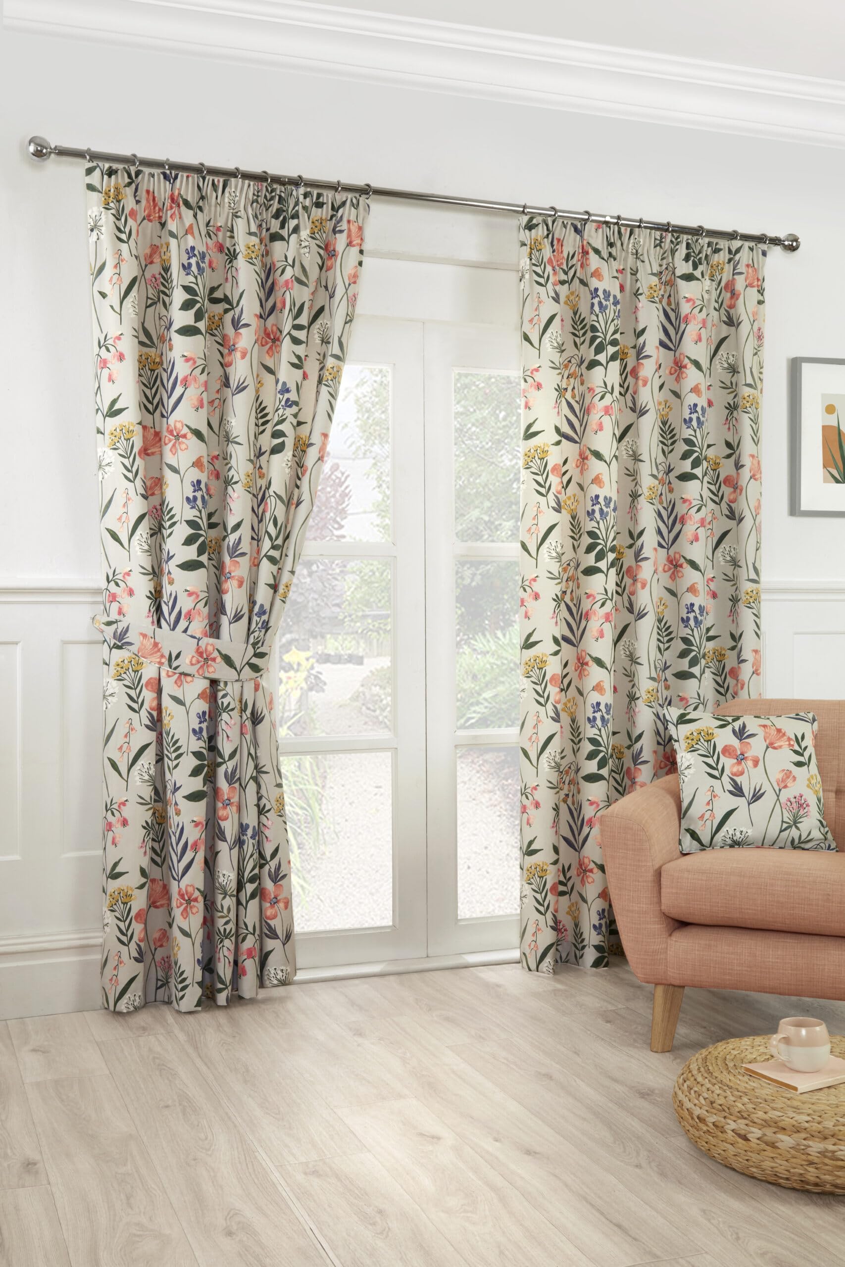 Sundour Meadow Fully Lined Floral Pencil Pleat Curtains Multi 46x54