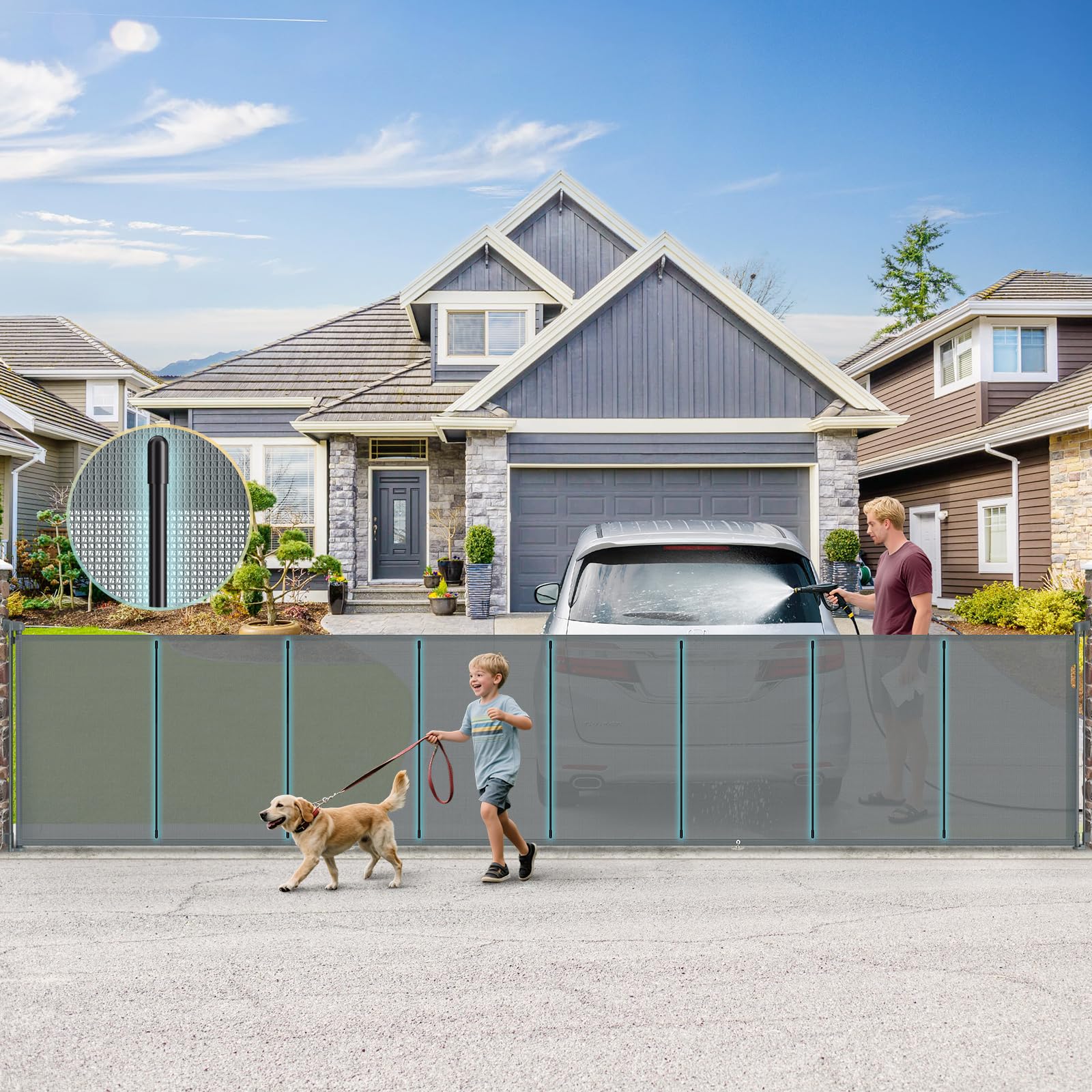500cm/200inch Retractable gate Extra Wide, Upgraded 86cm/34inch Tall Stair Safety Gate for Baby and Dog, Hallway and Indoor/Outdoor Use — view 15