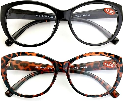 Miniatura 2 de 2 pares de anteojos de lectura de lujo para mujer, diseño de ojo de gato vintage Jackie ovalado
