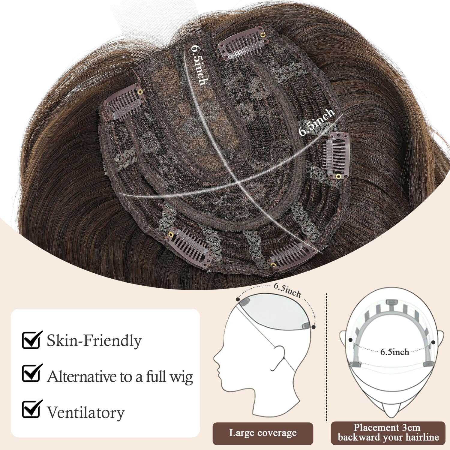 Ms Taj Haarteile für Damen, 40cm Blonde with Dark Root Welliges Synthetik Haarteile für Frauen mit dünner werdendem Haa Haarteil