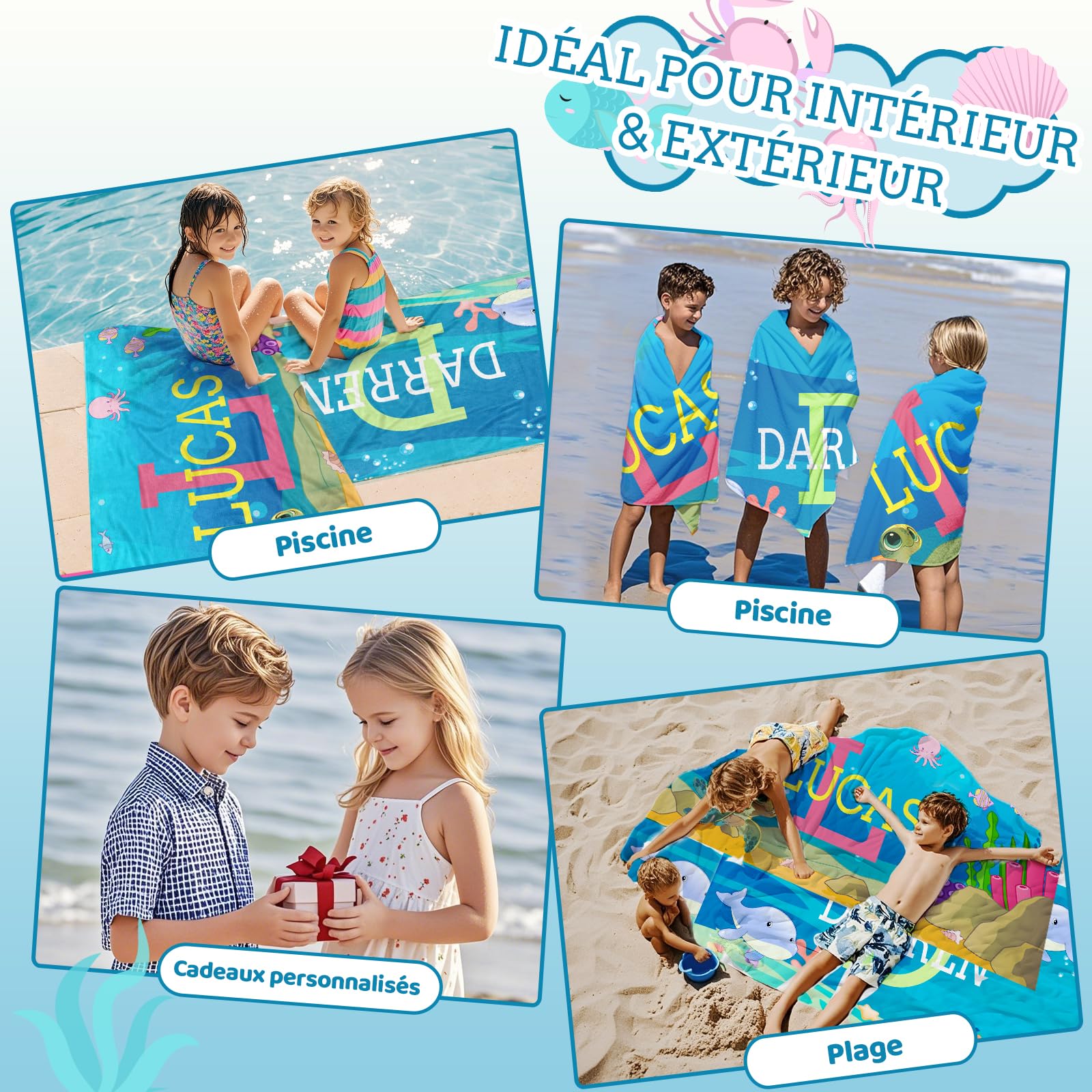 Serviette De Plage Personnalisée Photo - Microfibre Ultra Absorbante, Séchage Rapide, Anti-sable, 3 Tailles, Cadeau Idéal - 3