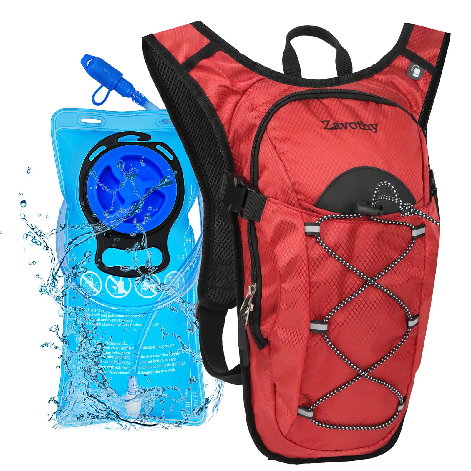 Zavothy Sac à dos d'hydratation avec poche d'hydratation de 2 L pour randonnée, sac d'hydratation pour course à pied, cyclisme, randonnée