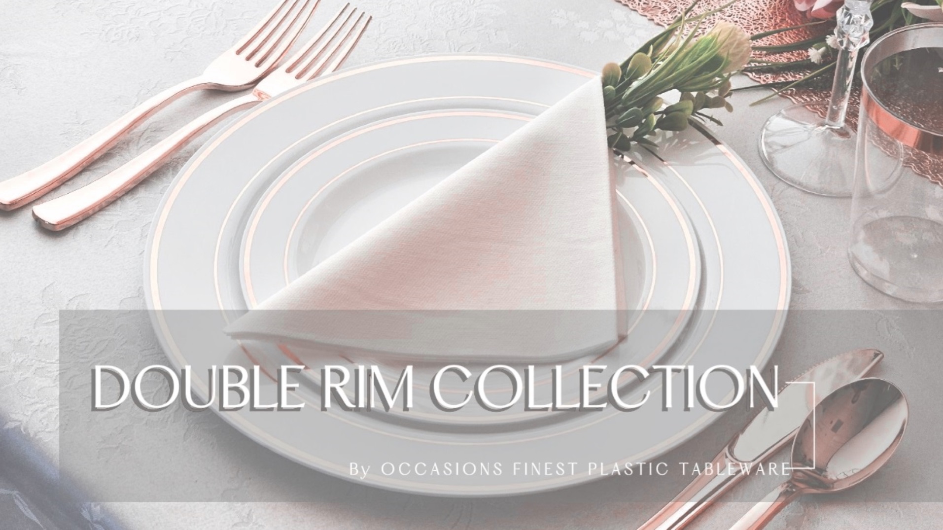 Platos desechables 12'' pack 120 unidades Blanco con borde oro rosa miniatura 6