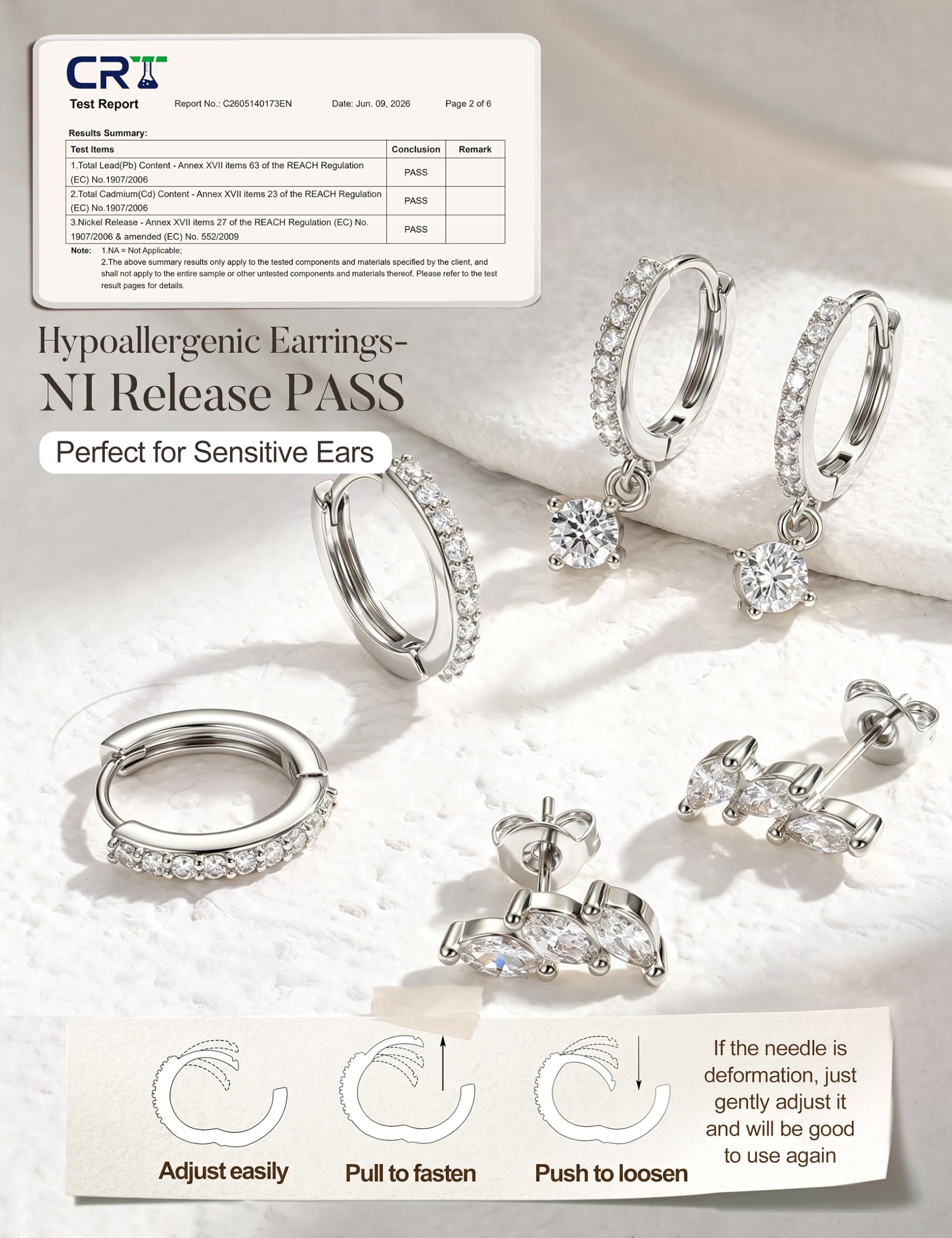 Ohrstecker-Set aus 925er-Sterlingsilber für Damen, Creolen-Ohrstecker
