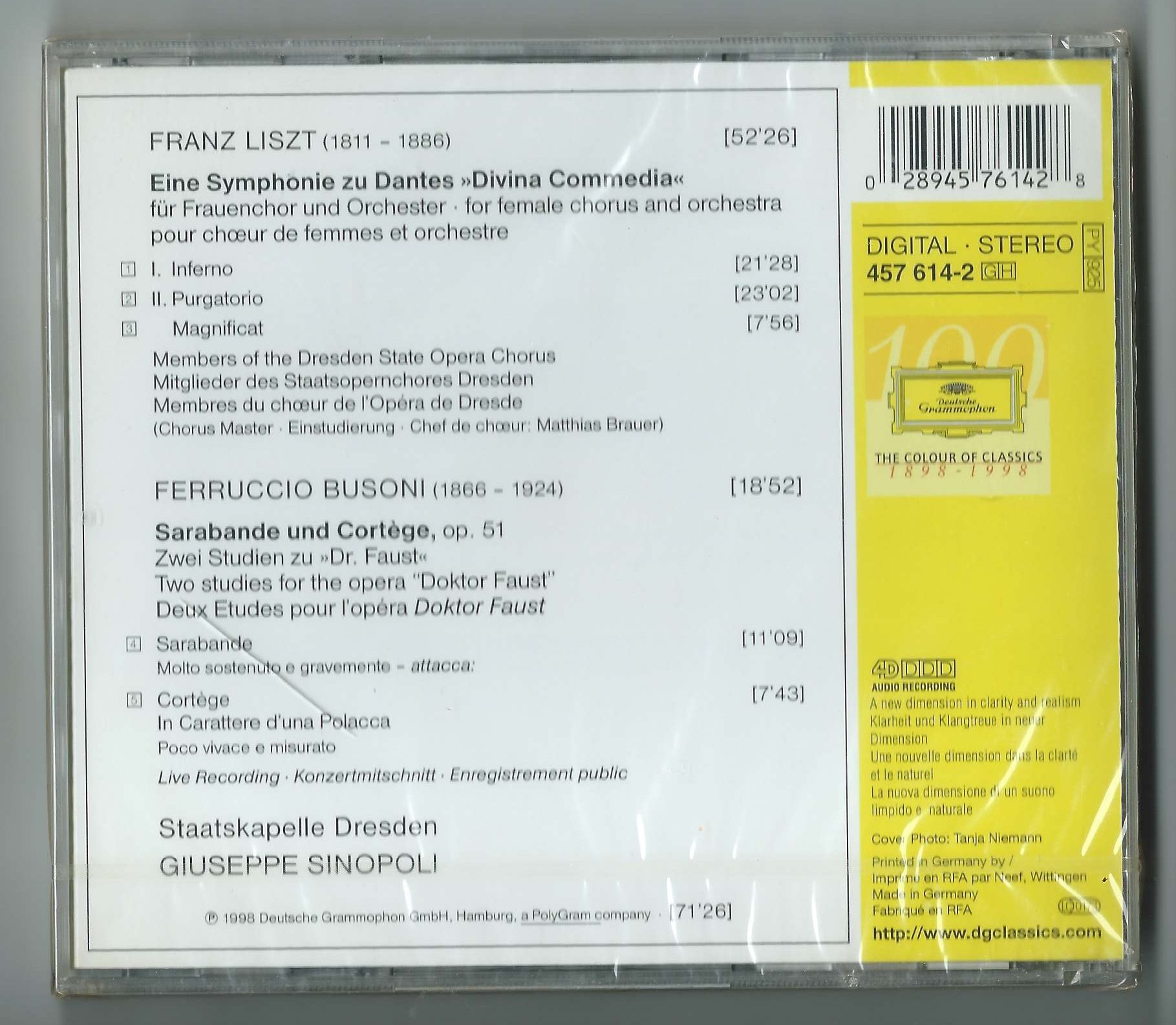 Liszt Dante Symphonie Busoni Sarabande Cortege