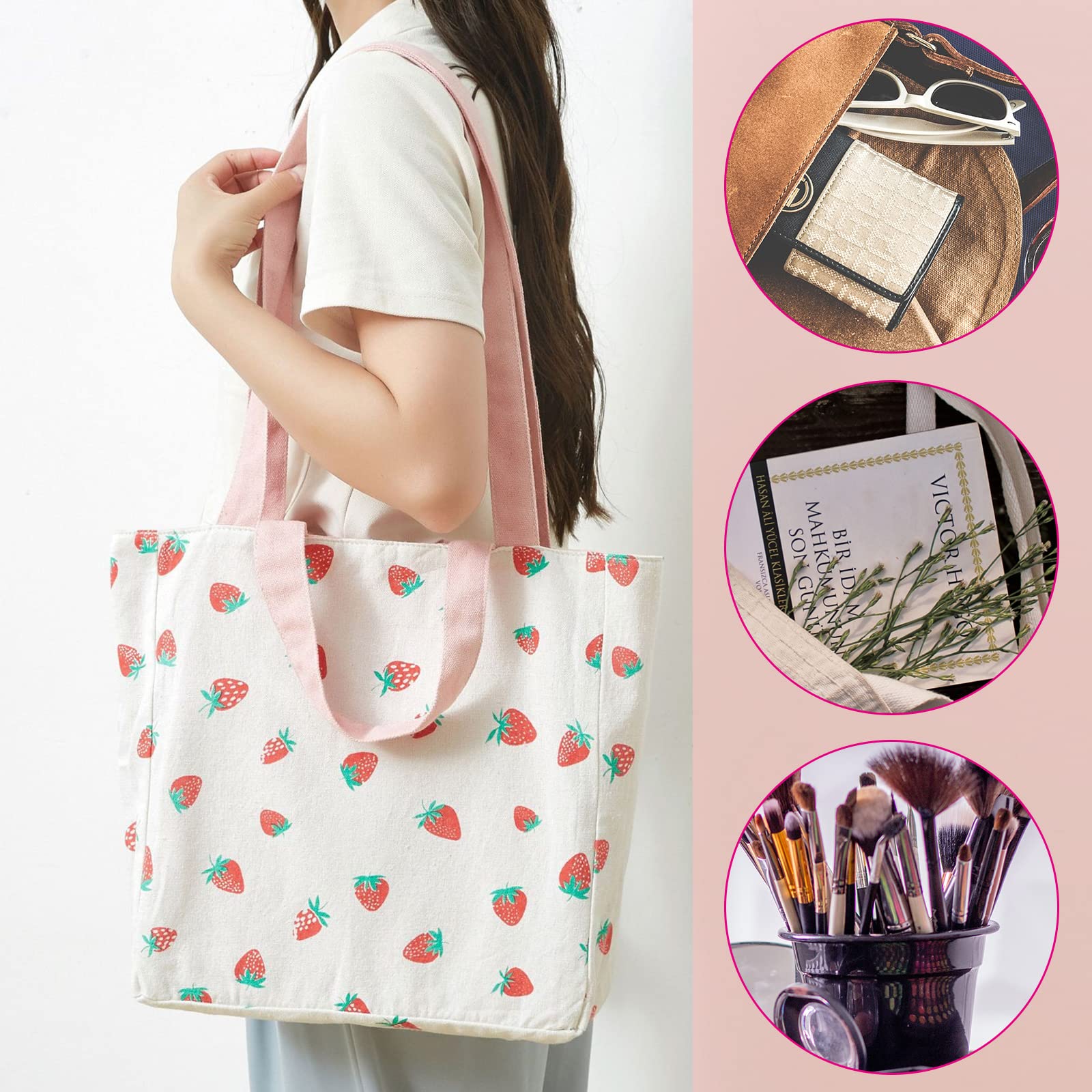 Dubbelzijdige Katoen en Canvas tas, stoffen tas, boodschappentas, katoenen schouder omkeerbare Canvas Messenger Bag voor vrouwen, kinderen (mandarijn, 40cm x 36cm