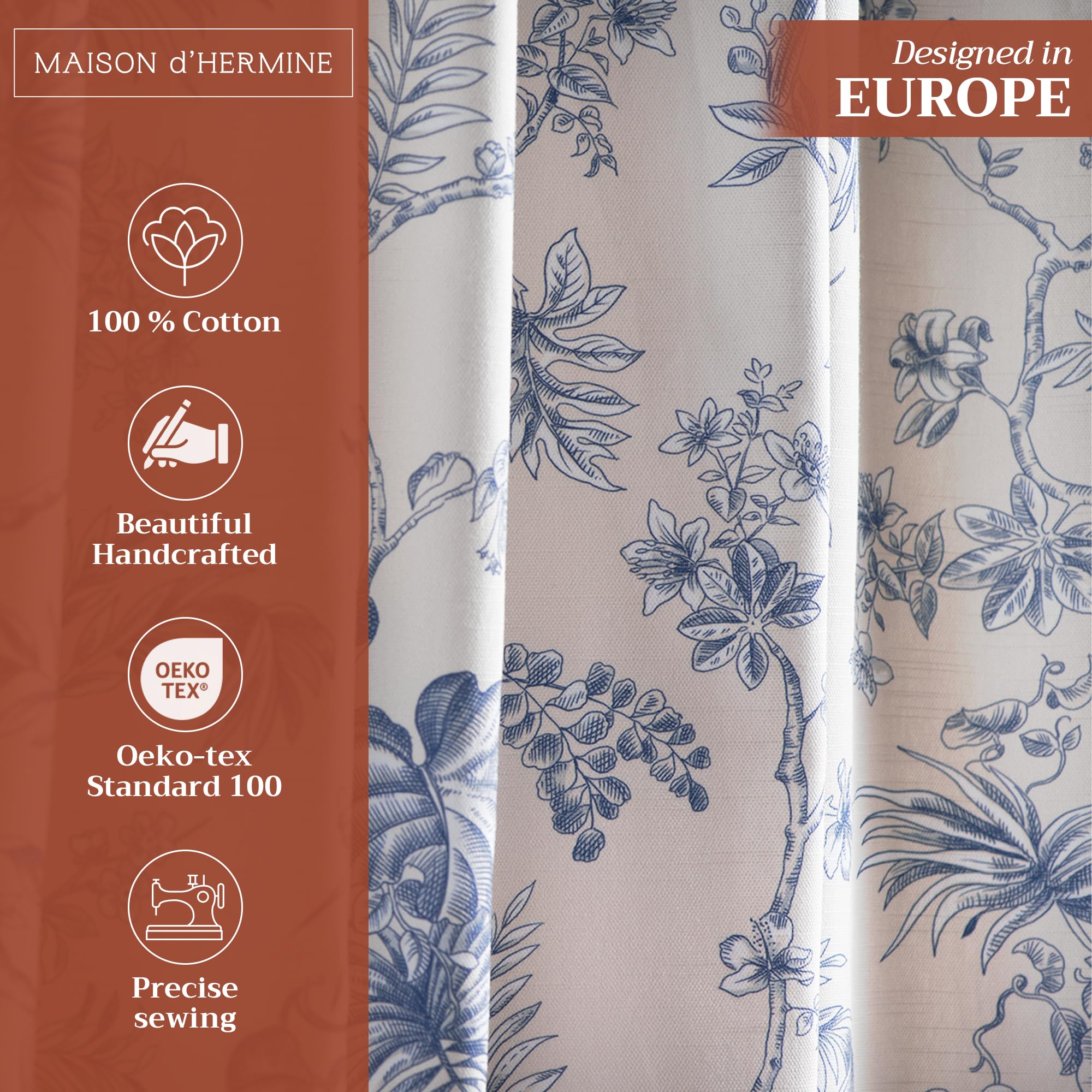 Maison d' Hermine Tailored Curtain 100% Cotton One Panel 50"x108" Curtains - Image 2