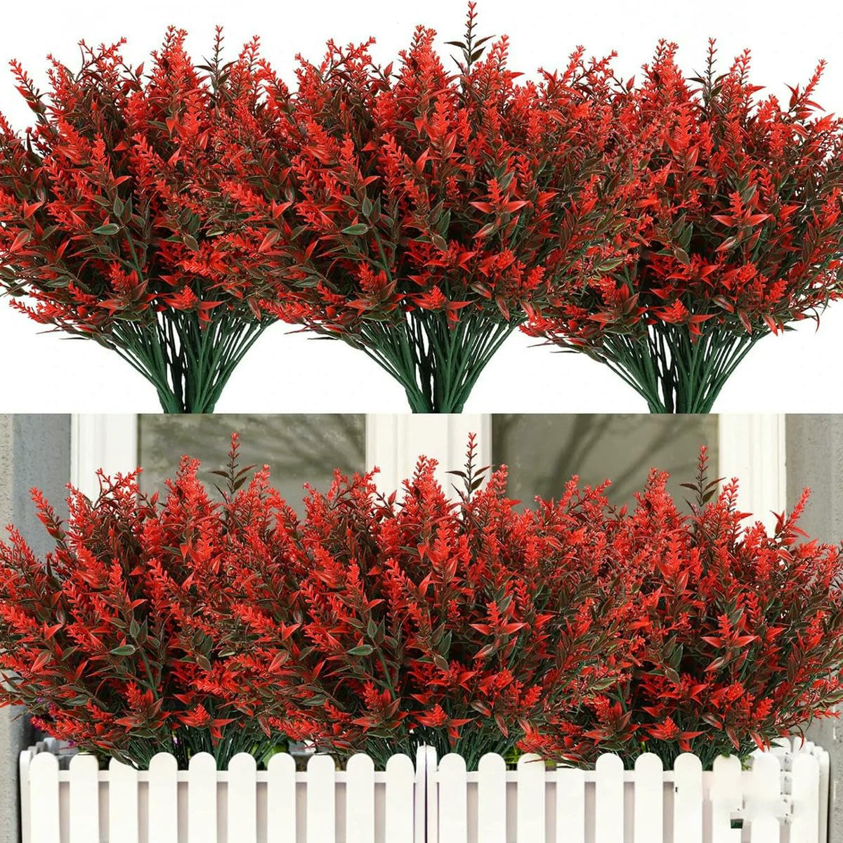 AYHTUD Artificial Flowers Cheap Lavender Fake Plants Grass Wedding Home Garden Decor Photography Props Outdoor Bonsai-Red-3pcs