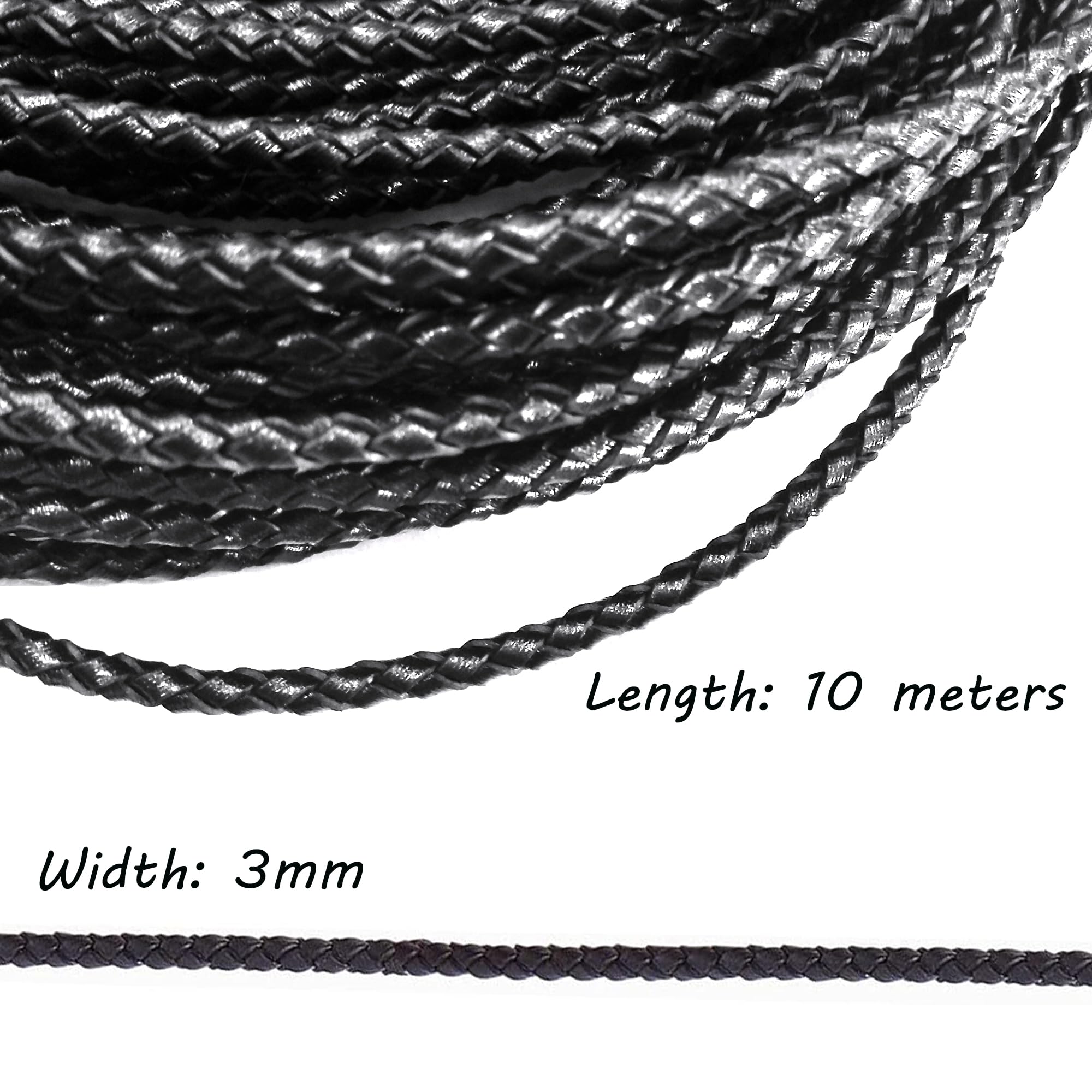 KONMAY Echt lederen koord, gevlochten, 1,8 m x 4 mm, antiek