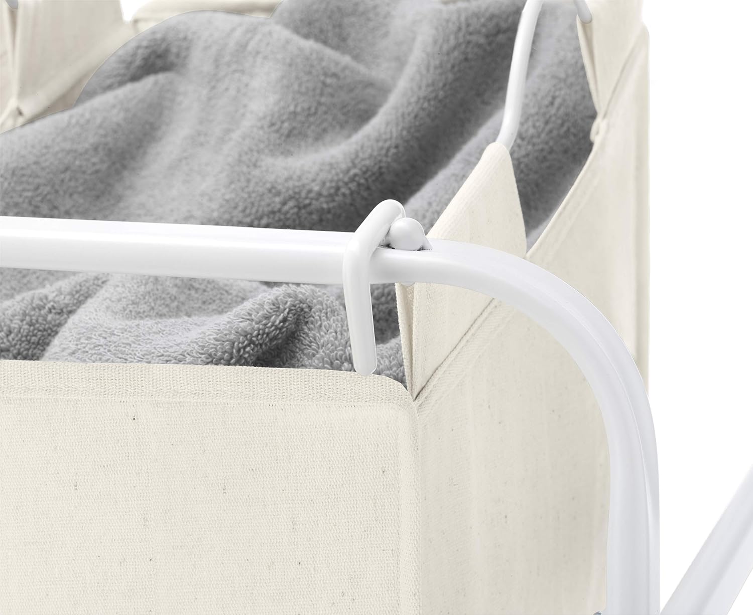 Whitmor Retro Triple Laundry Sorter with 3 Removable Canvas Bags - White & Canvas