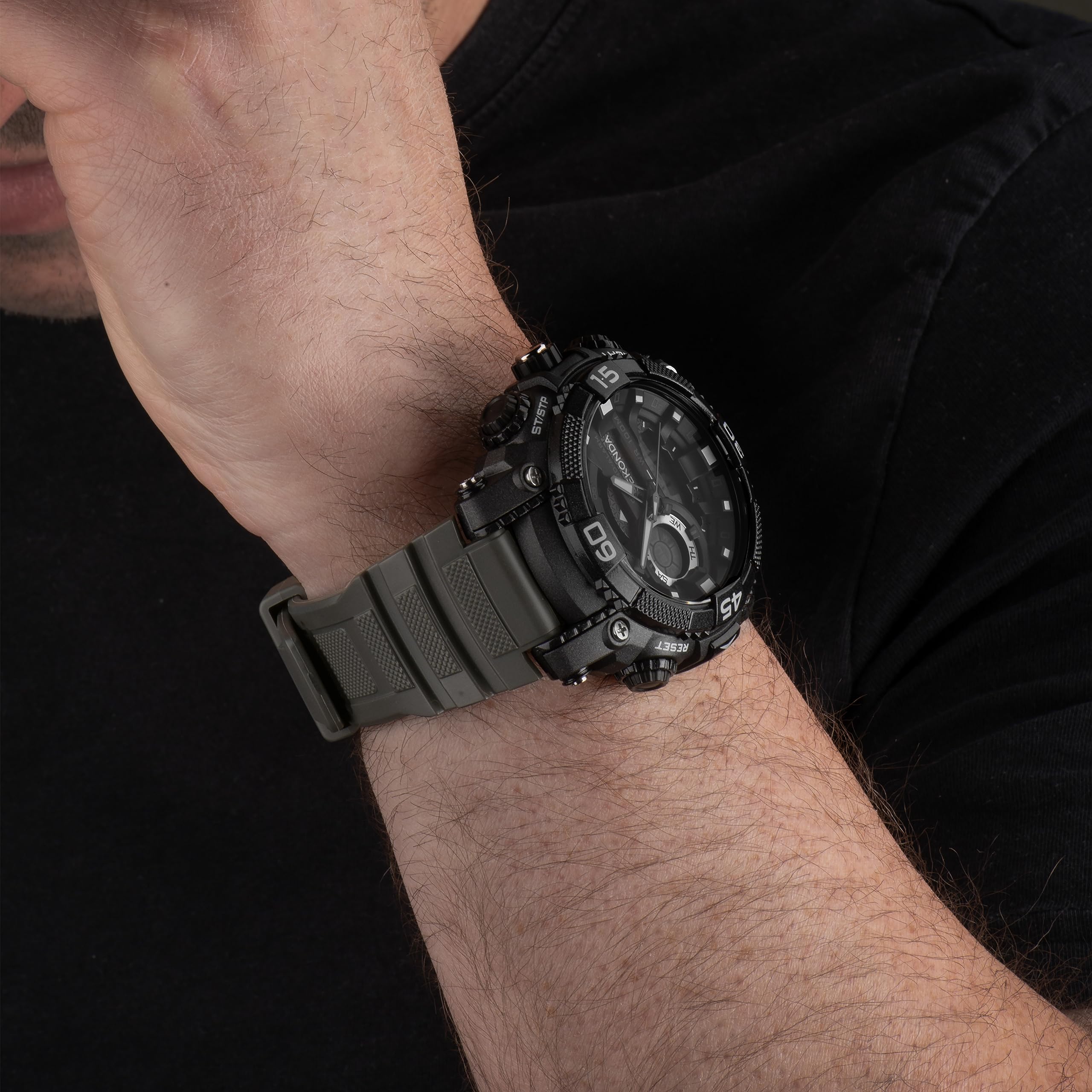 Sekonda Malvern 49 mm Męski Ani-Digi Kwarcowy Lekki Zegarek Sportowy Z Podświetleniem Dzień Data Funkcja Alarm Stoper 100 m Wodoodporny