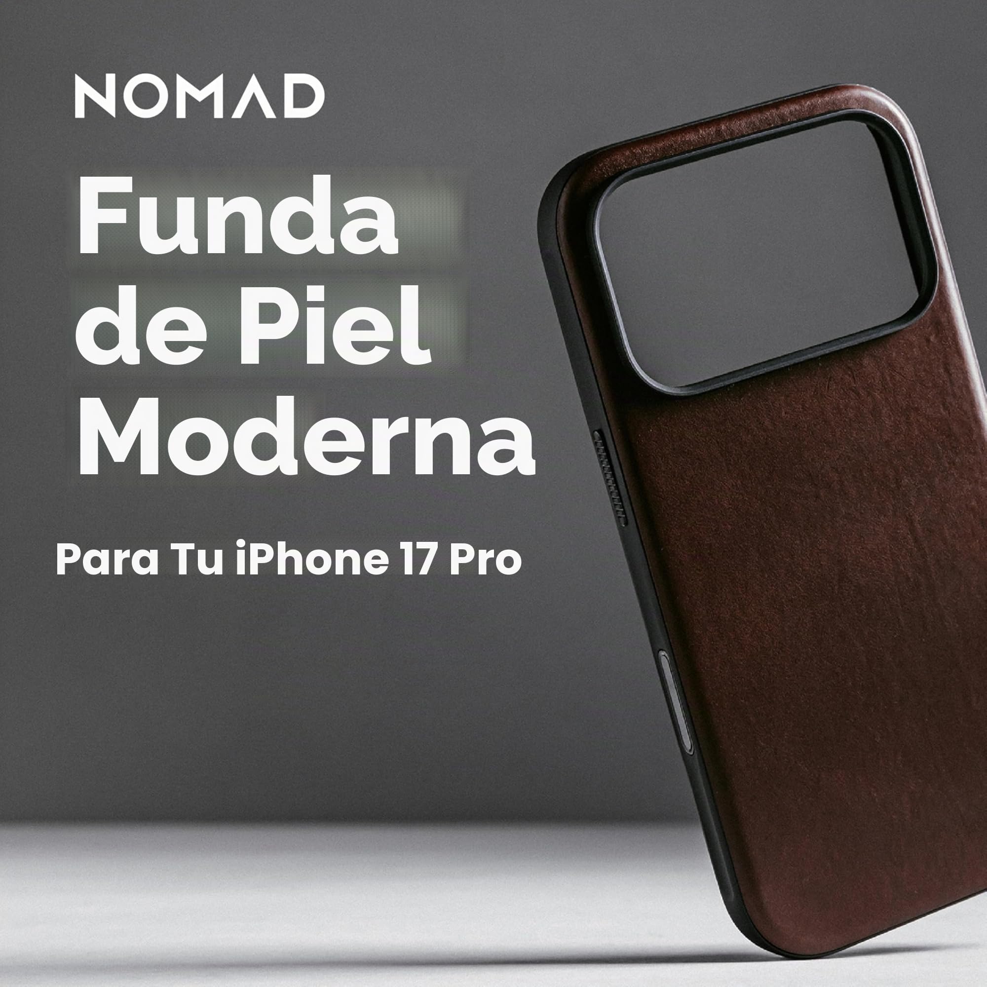 Nomad Funda de Piel Moderna Color marrón Compatible con iPhone 17 Pro de Piel Compatible con Magsafe para iPhone 17 Pro
