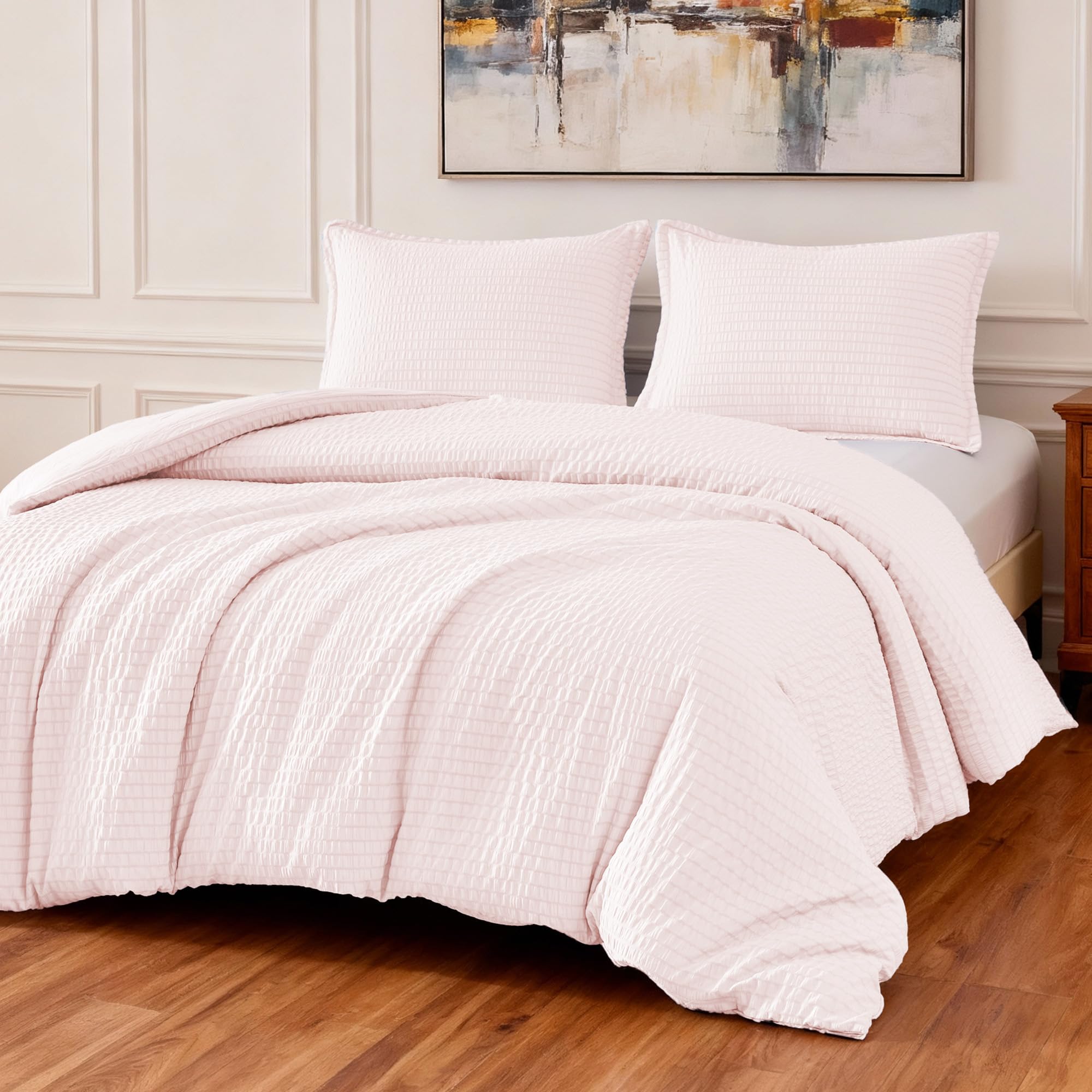 Amazon Basics Duvet Cover Set with Jacquard Geometric Pattern
