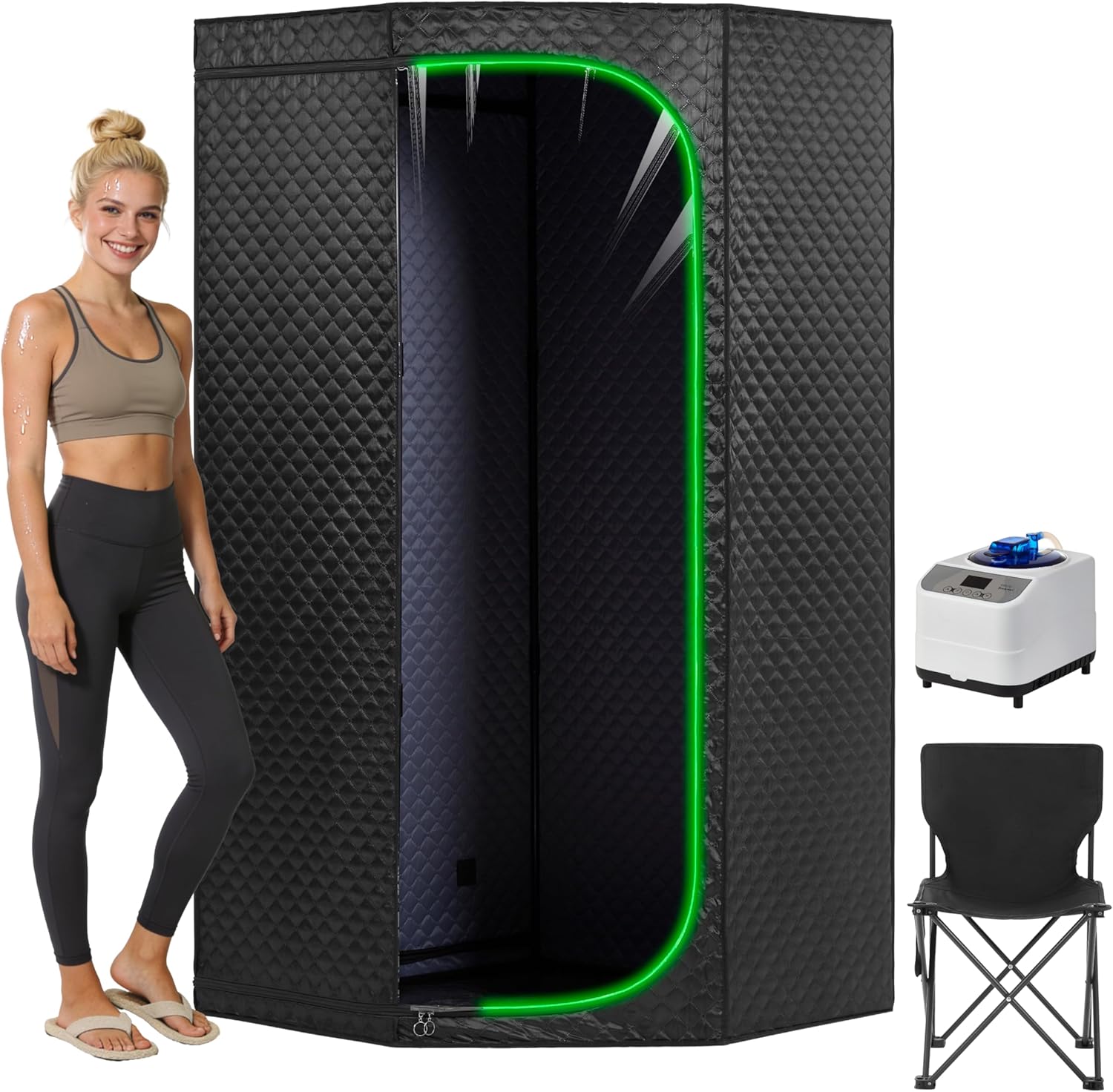 Portable Steam Sauna Tent for Home, Full Body Relaxation, Fast Heating, Foldable Indoor Sauna (Single Pentagon, Polyester + PVC)