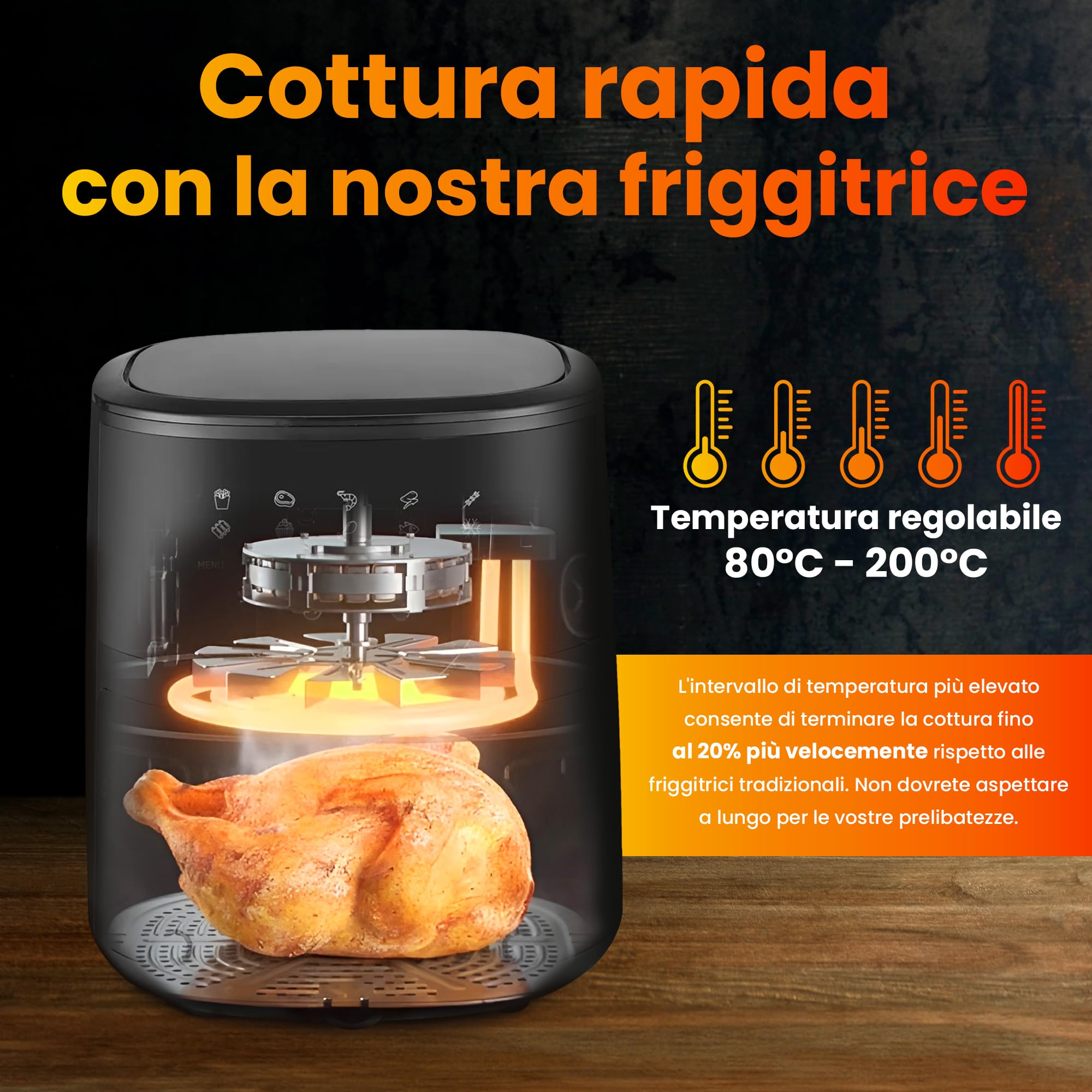Extralink Friggitrice ad Aria 4,2L 1400W Air Fryer 10 Programmi Touch